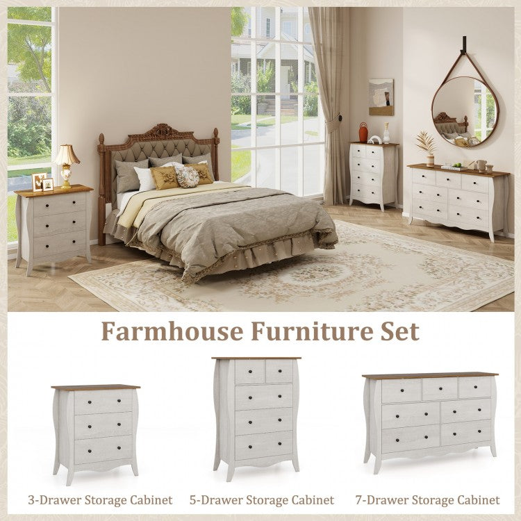 Wood Top Dresser with 5 Folding Fabric Drawers and Anti-Tip Safety Features – Grey