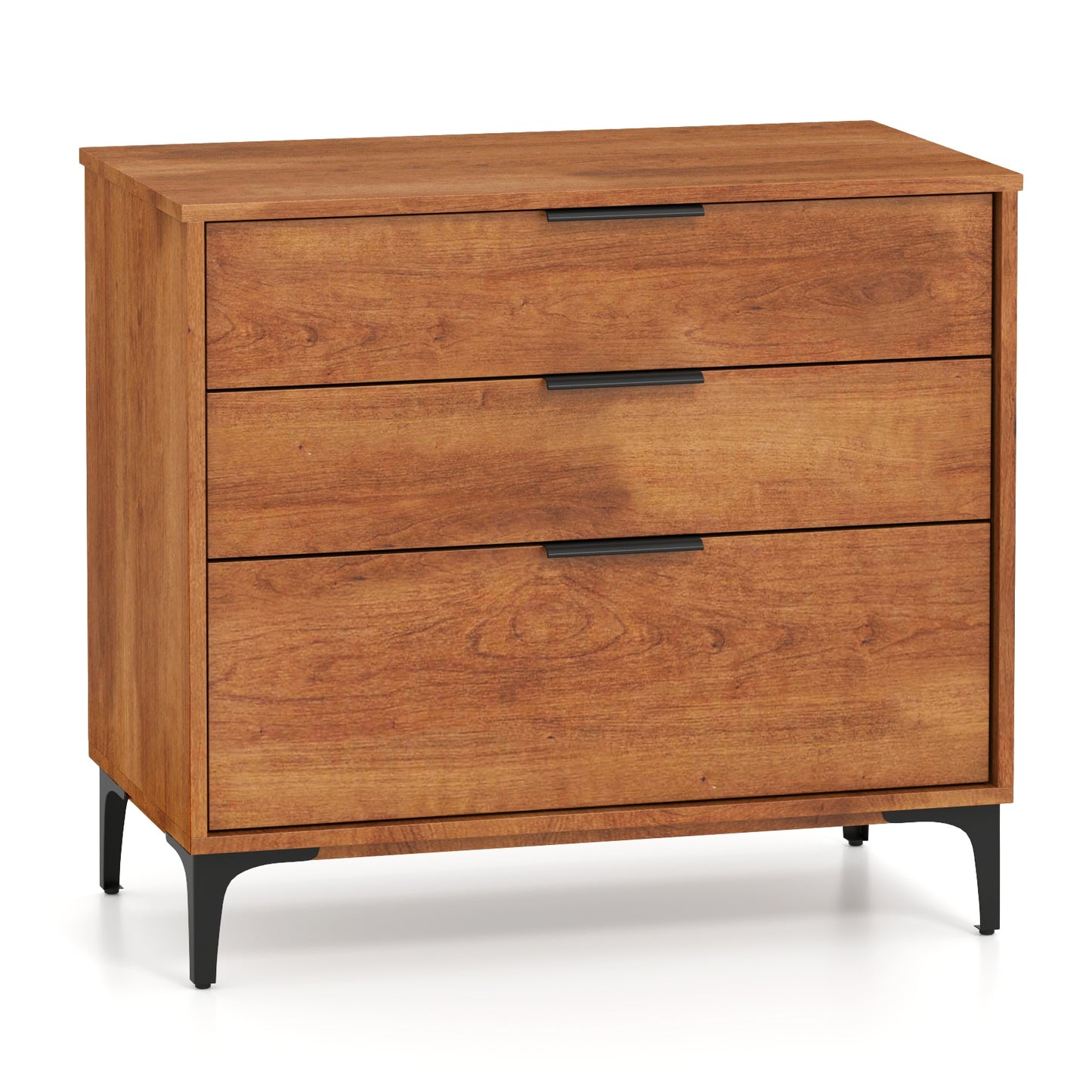 3-Drawer Dresser with Metal Legs and Anti-Tip Kit for Bedroom or Living Room