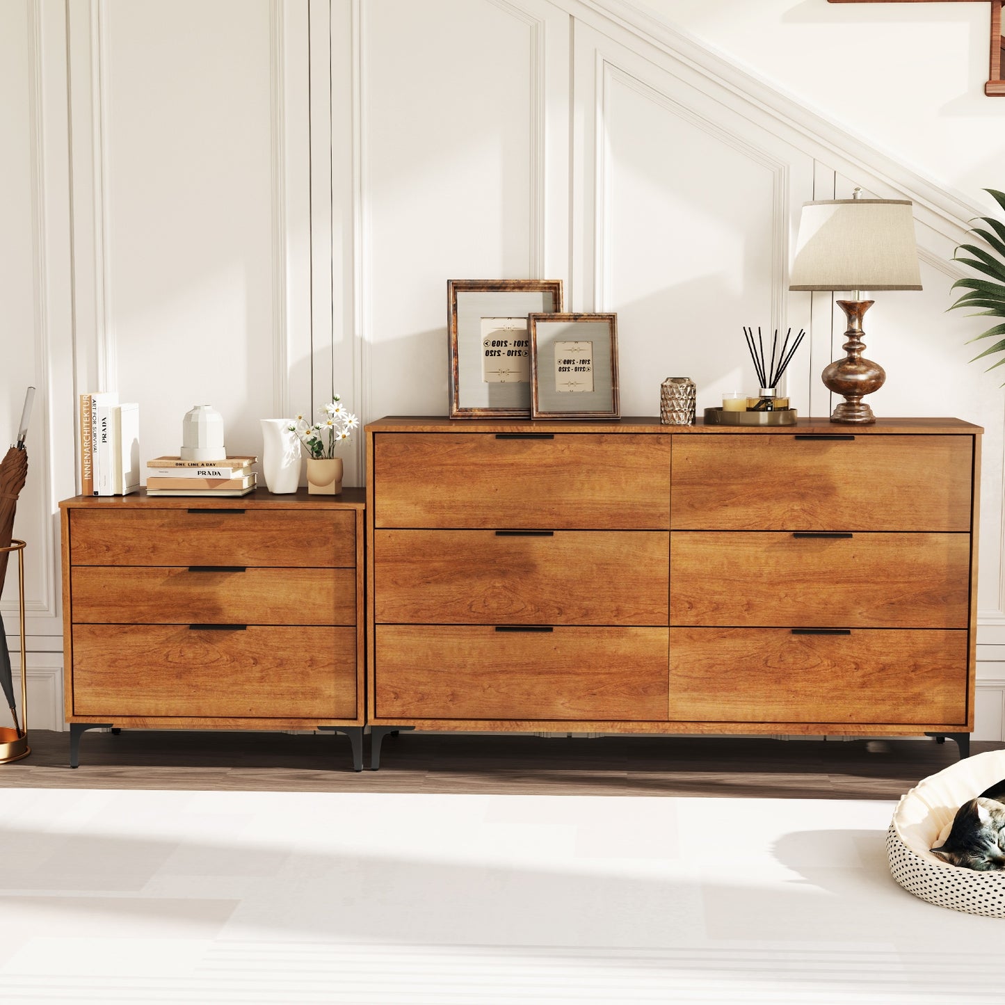 3-Drawer Dresser with Metal Legs and Anti-Tip Kit for Bedroom or Living Room