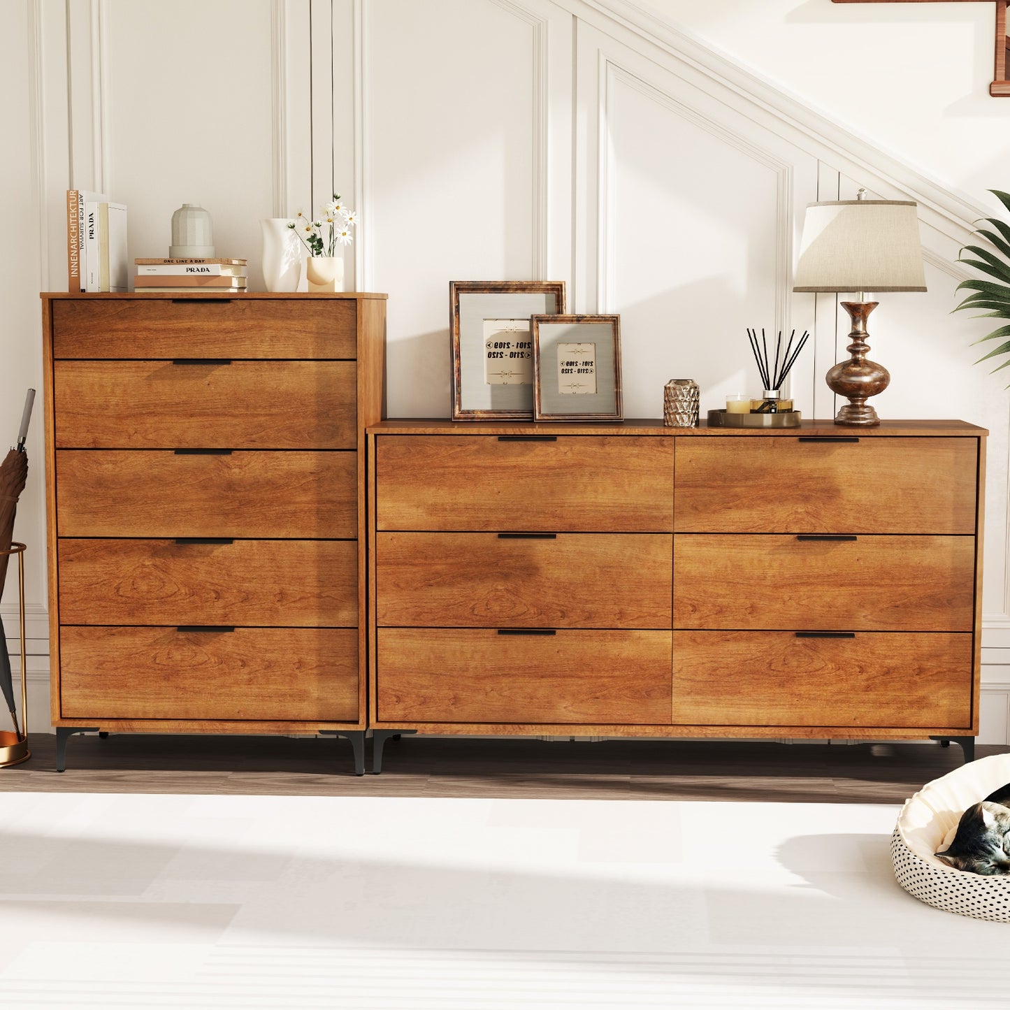 5-Drawer Dresser with Metal Legs and Anti-Tip Kit for Bedroom or Living Room