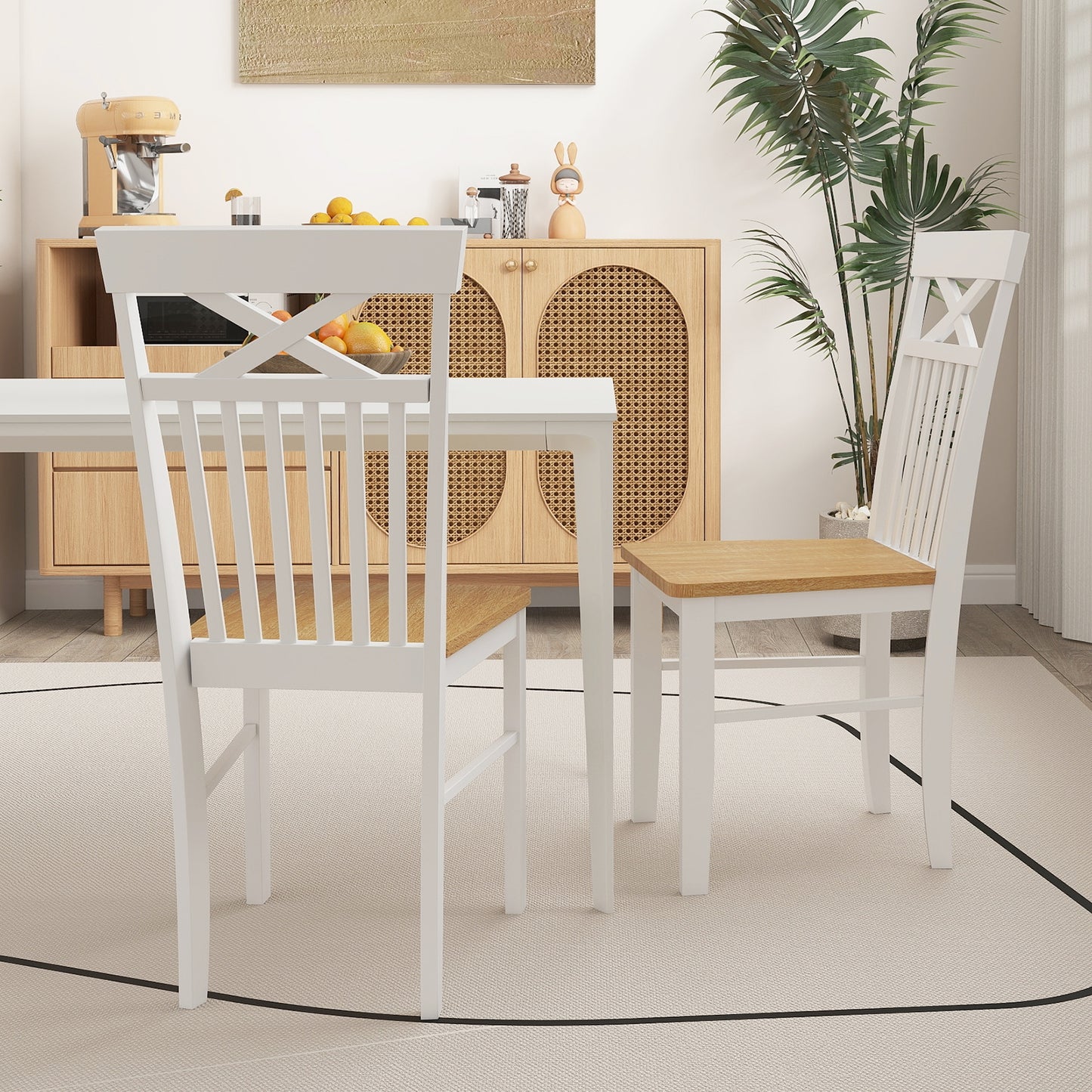 Elegant Wooden Dining Chairs Set of 2 with Sturdy Wooden Frame