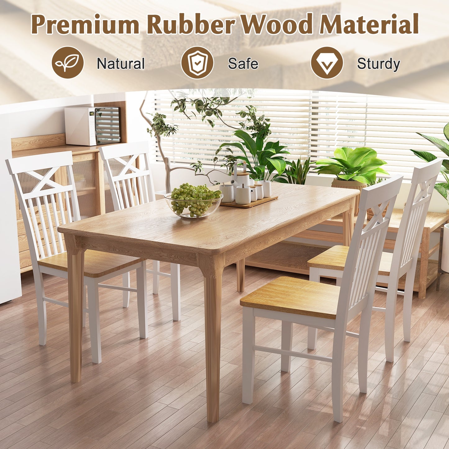 Elegant Wooden Dining Chairs Set of 2 with Sturdy Wooden Frame