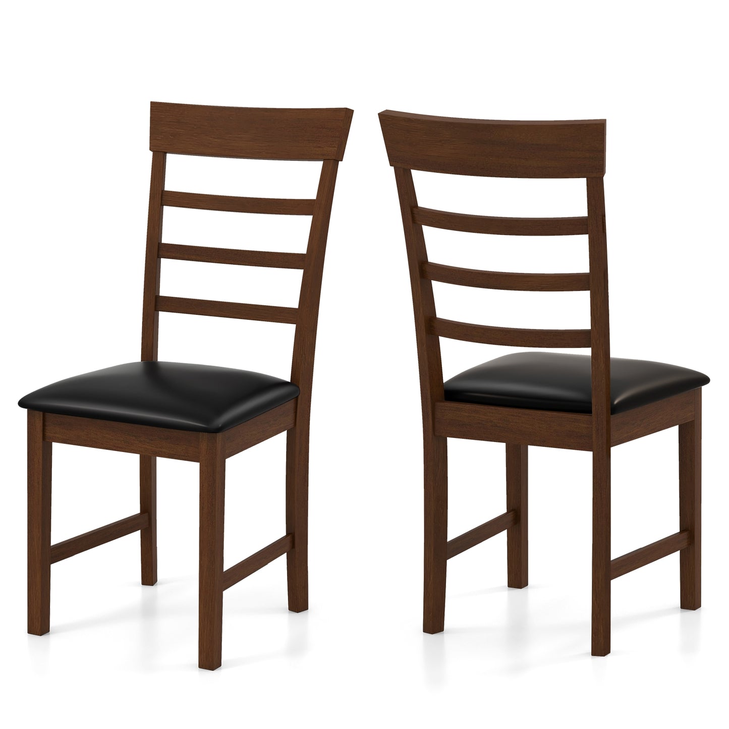 Elegant Wooden Dining Chairs Set of 2 with Rubber Wood Frame and PU Leather Upholstery