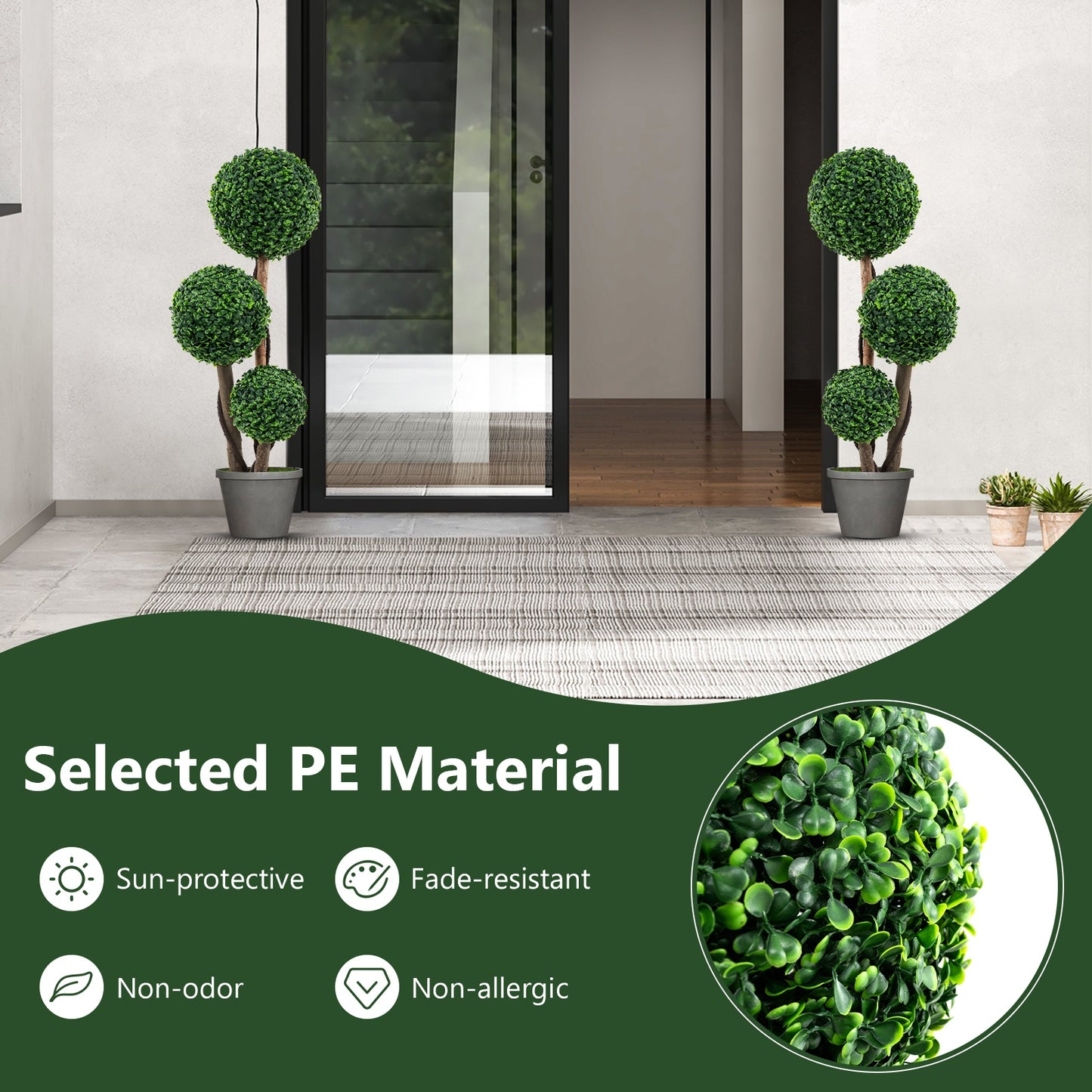 36 Inch Artificial Boxwood Topiary Tree with Natural Wood Trunks in Decorative Pot