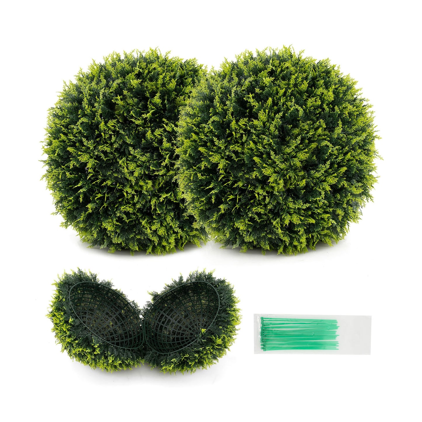 Set of 2 Artificial Cedar Topiary Balls 18/22 Inches for Indoor & Outdoor Decor