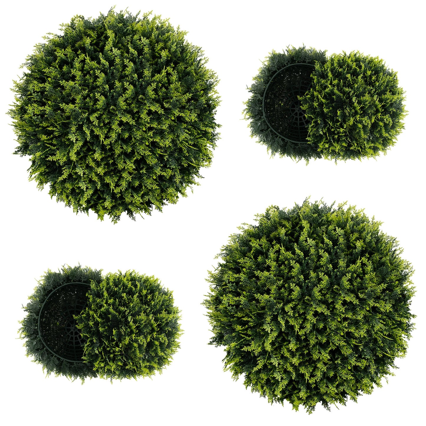 Set of 2 Artificial Cedar Topiary Balls 18/22 Inches for Indoor & Outdoor Decor