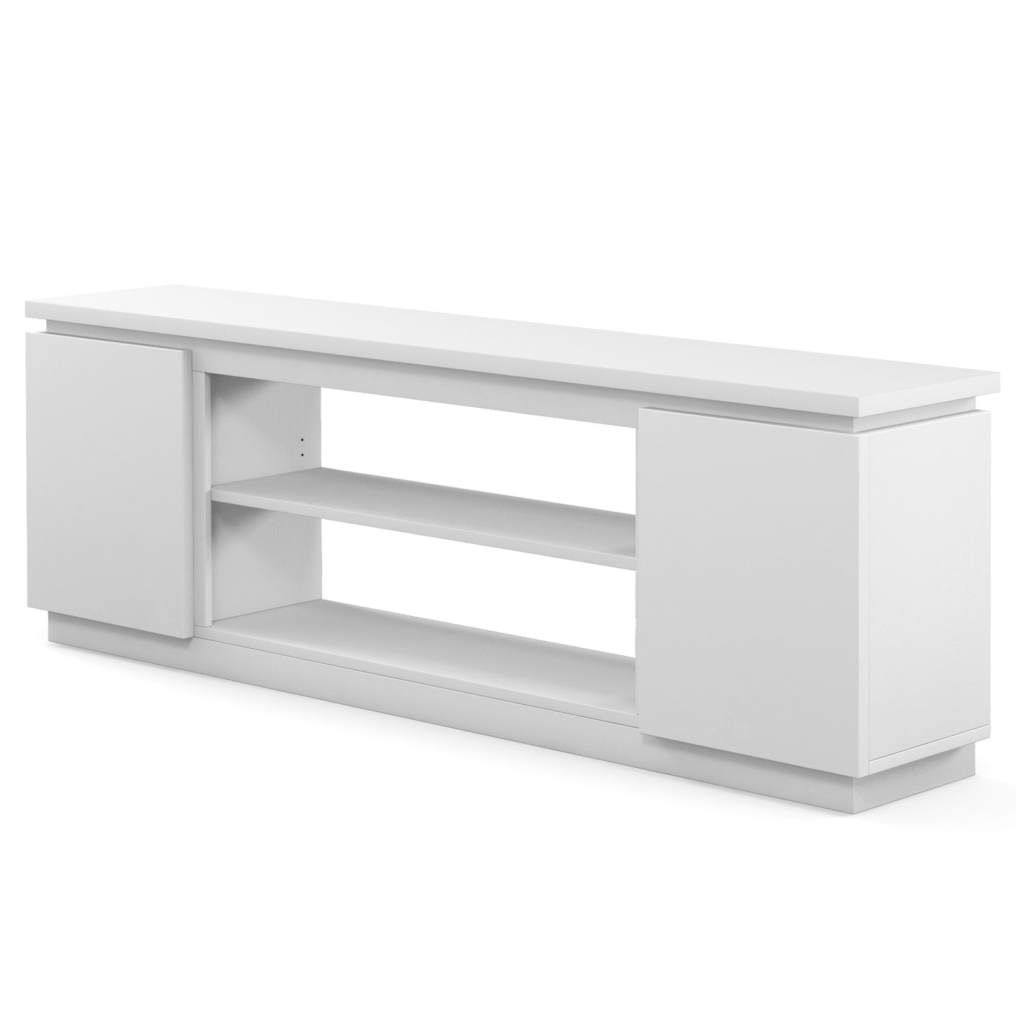 Modern TV Stand with Storage Cabinets Adjustable Shelves and Safety Kits for 80 Inch TVs - White