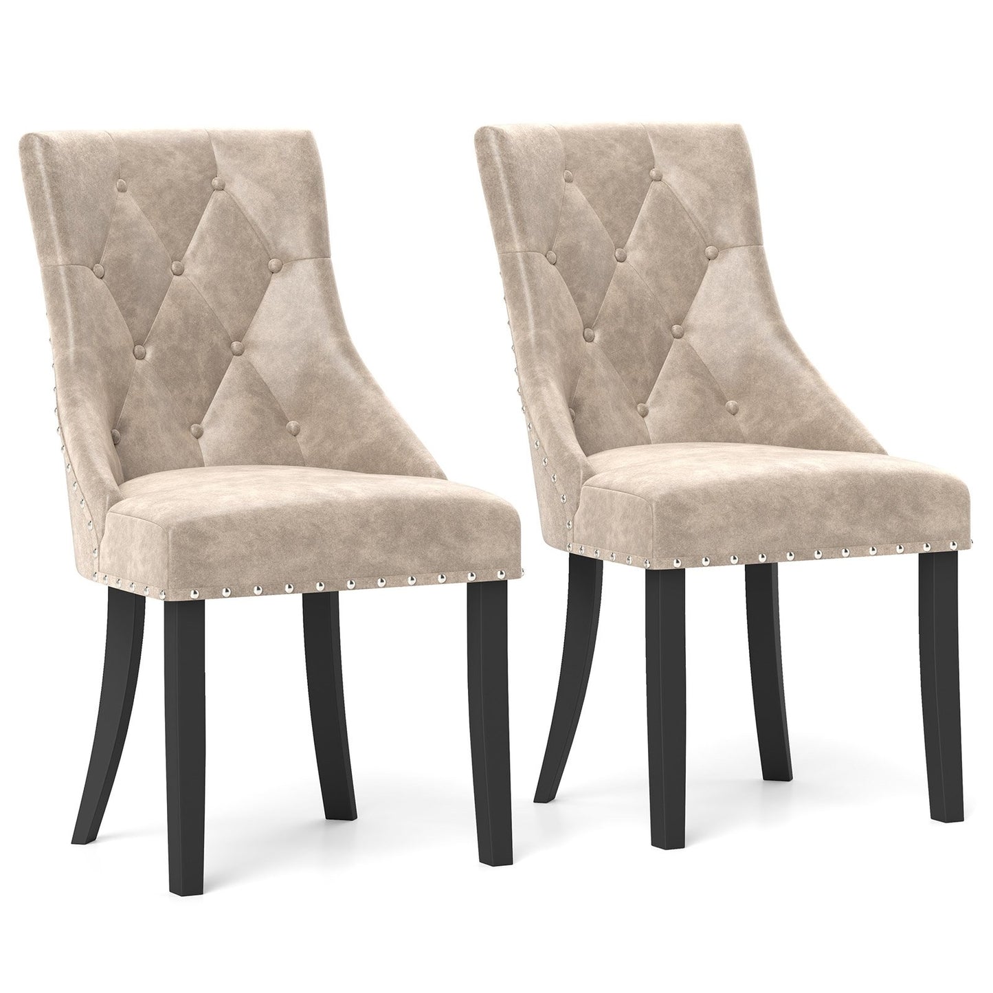 Tufted Wingback Dining Chairs Ergonomic Upholstered Accent Chairs, Set of 2