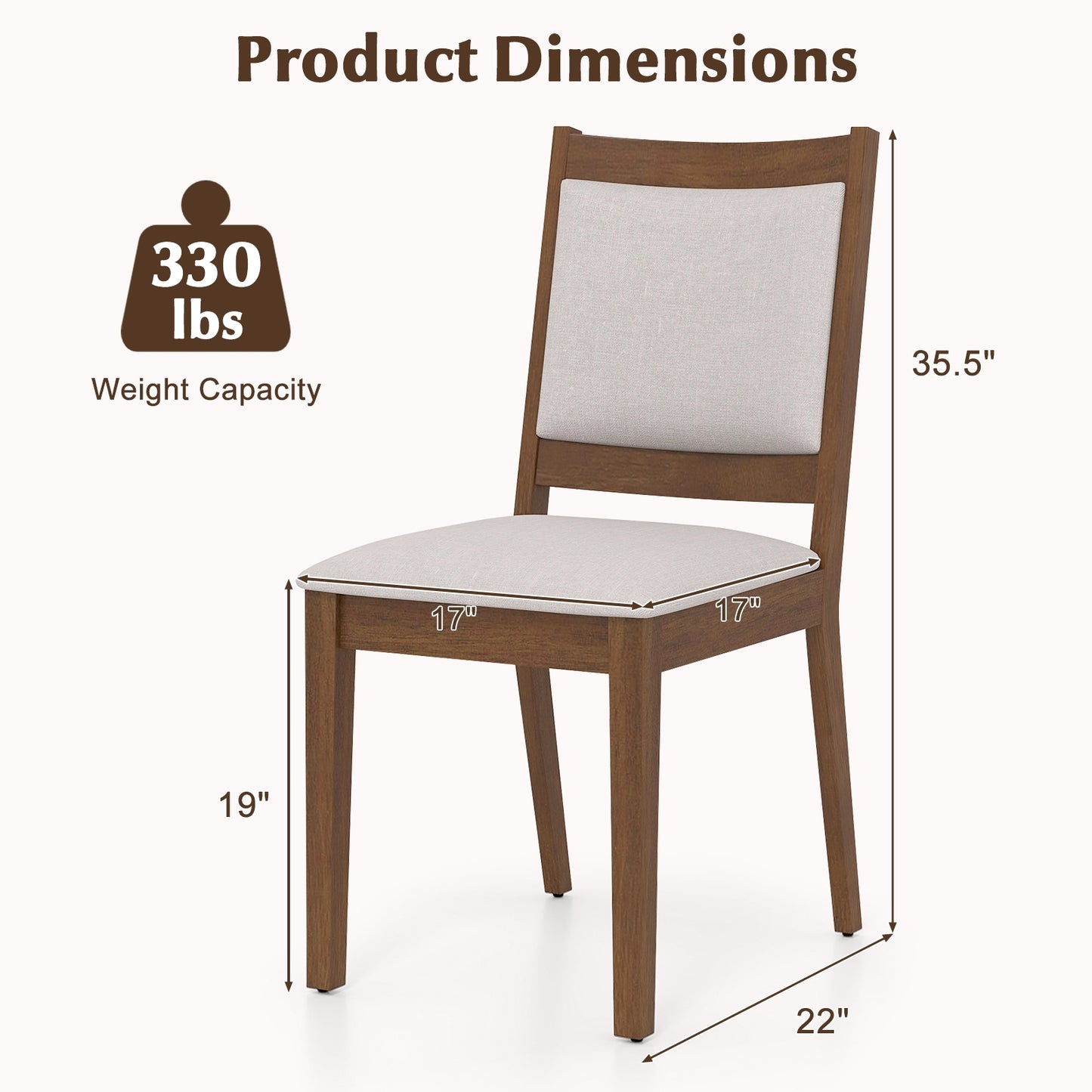 Modern Upholstered Dining Chairs with Padded Backrest - Set of 2