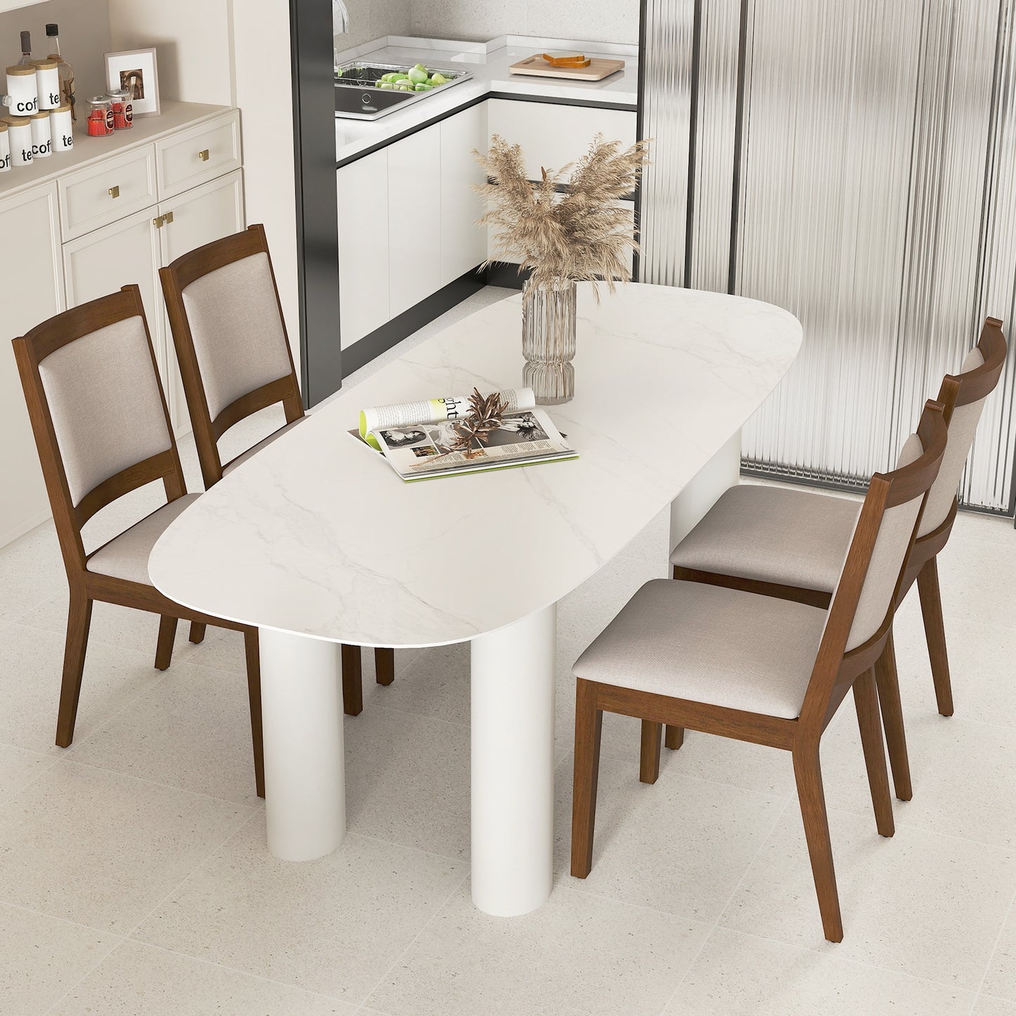 Modern Upholstered Dining Chairs with Padded Backrest - Set of 2