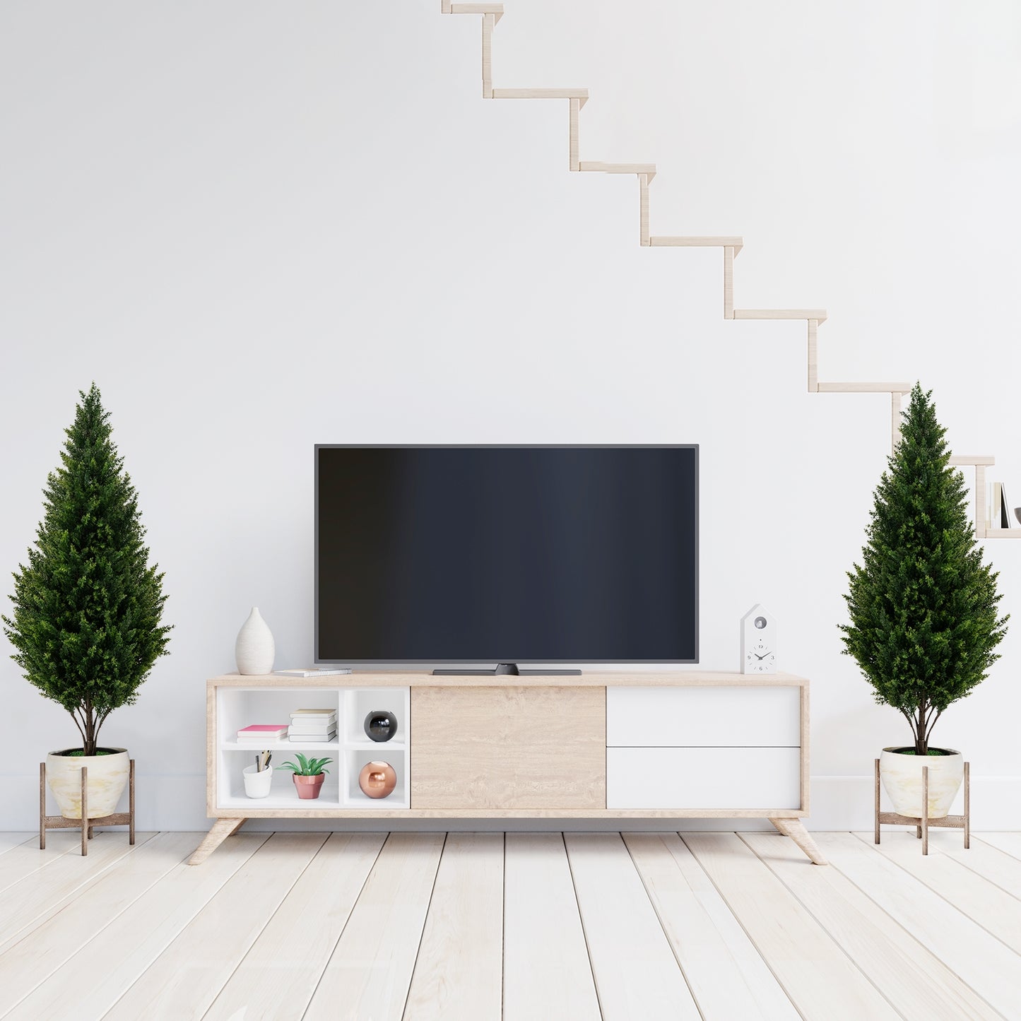 Set of 2 - 4 FT Artificial Topiary Trees for Indoor & Outdoor Home, Porch & Garden Decoration