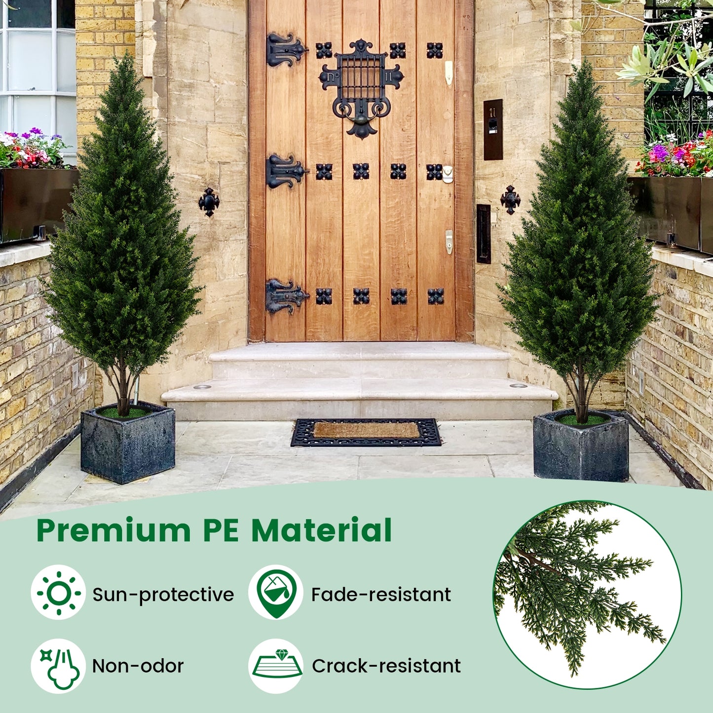 Set of 2 - 4 FT Artificial Topiary Trees for Indoor & Outdoor Home, Porch & Garden Decoration