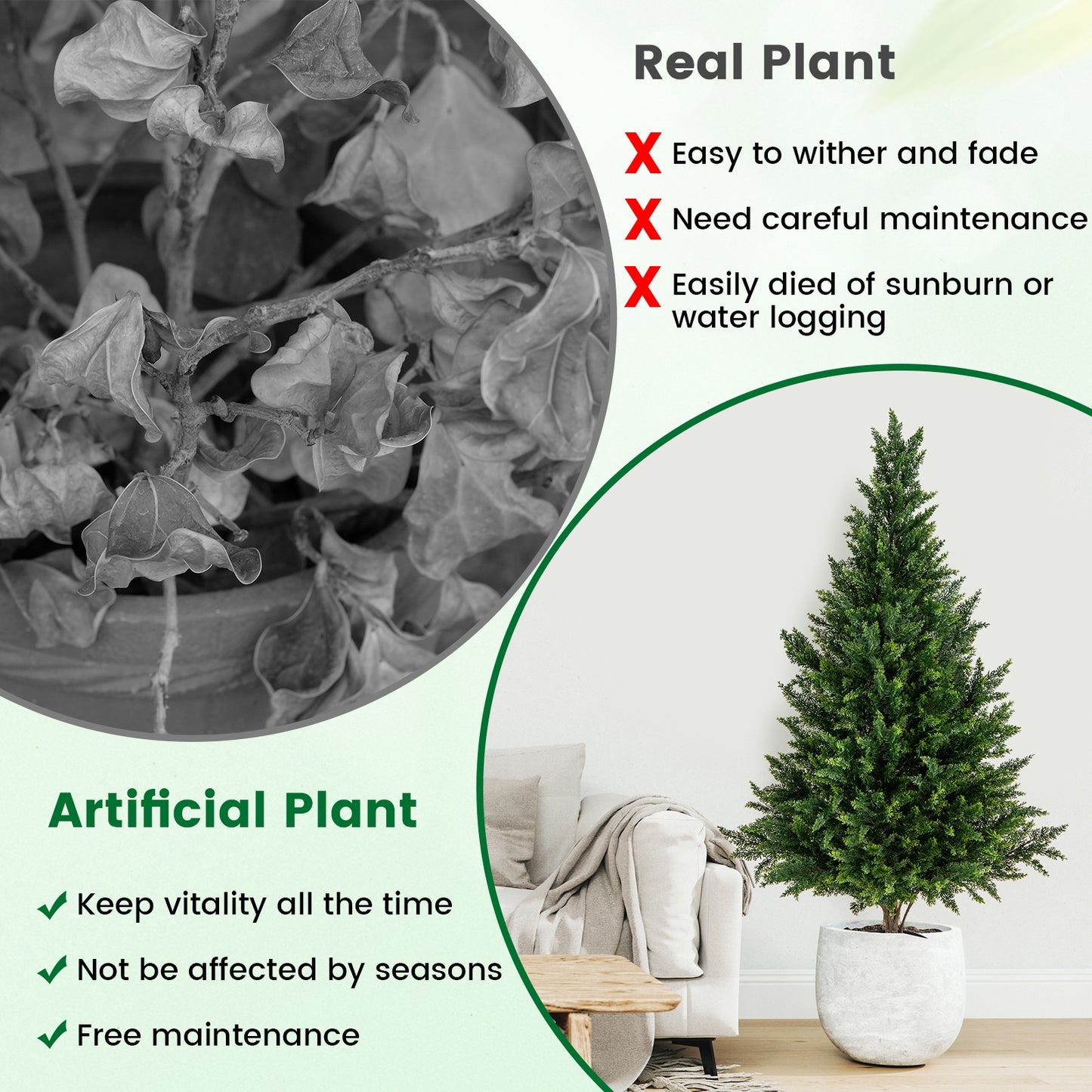 Set of 2 - 4 FT Artificial Topiary Trees for Indoor & Outdoor Home, Porch & Garden Decoration