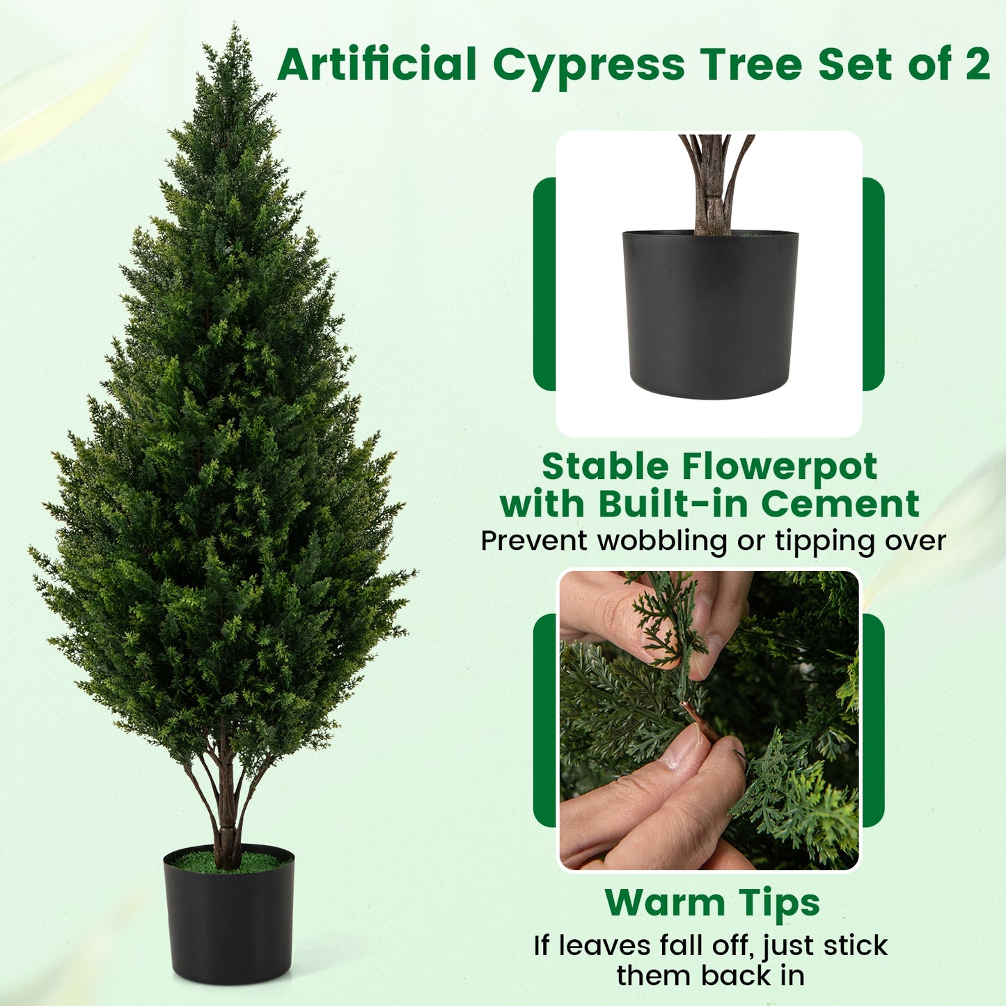 Set of 2 - 4 FT Artificial Topiary Trees for Indoor & Outdoor Home, Porch & Garden Decoration