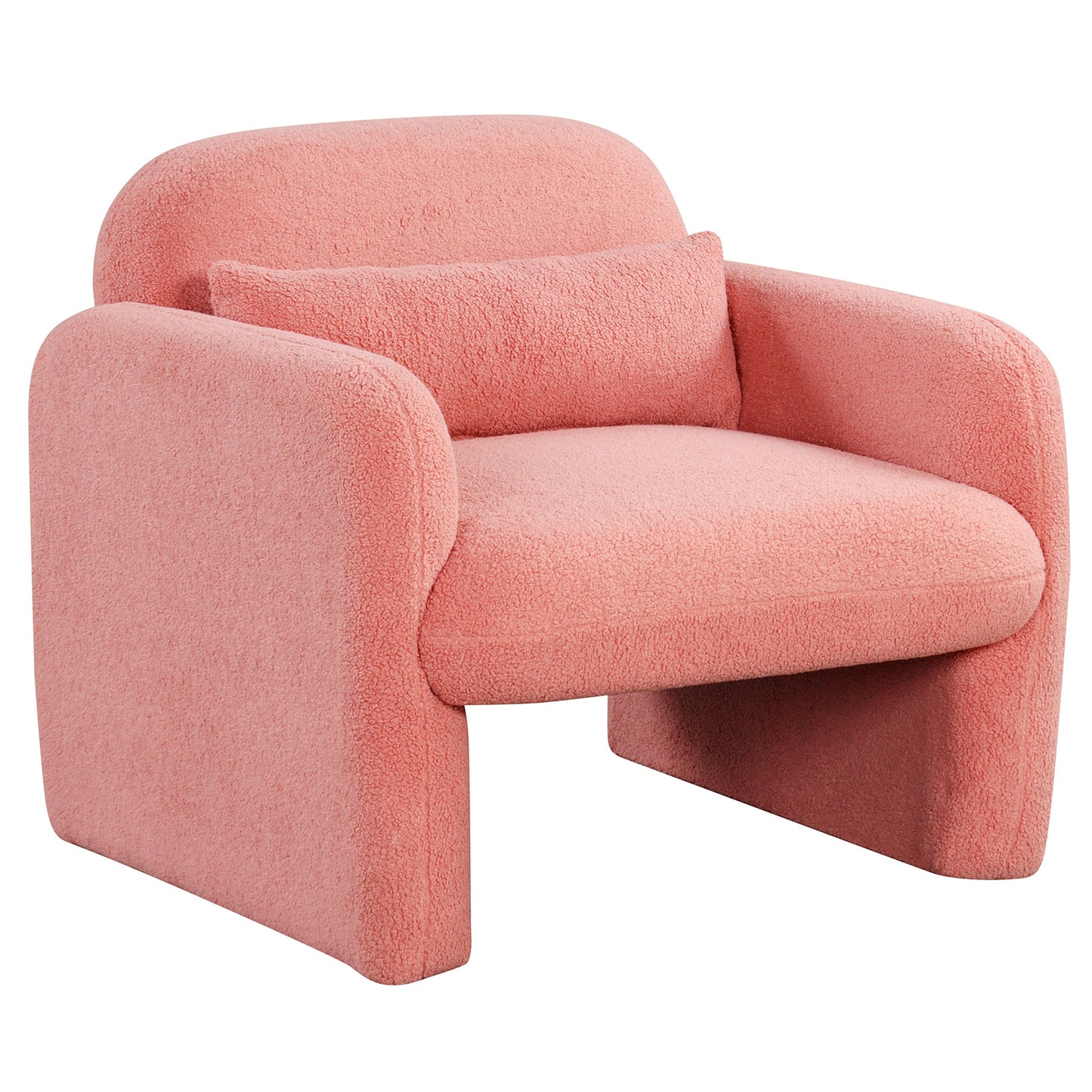 Cozy Boucle Accent Chair with Supportive Pillow and Curved Armrests in Pink