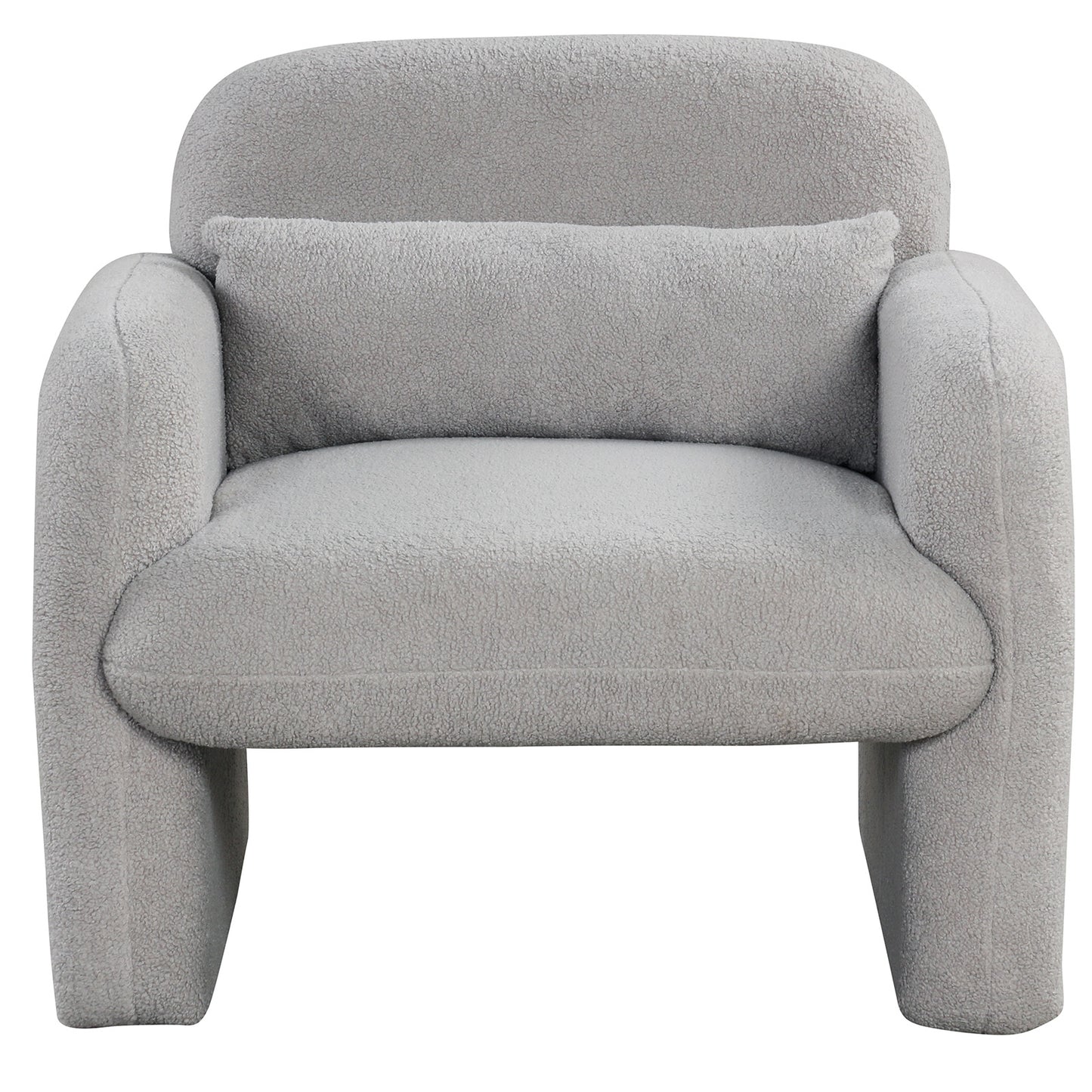 Cozy Boucle Accent Chair with Supportive Pillow and Curved Armrests in Grey