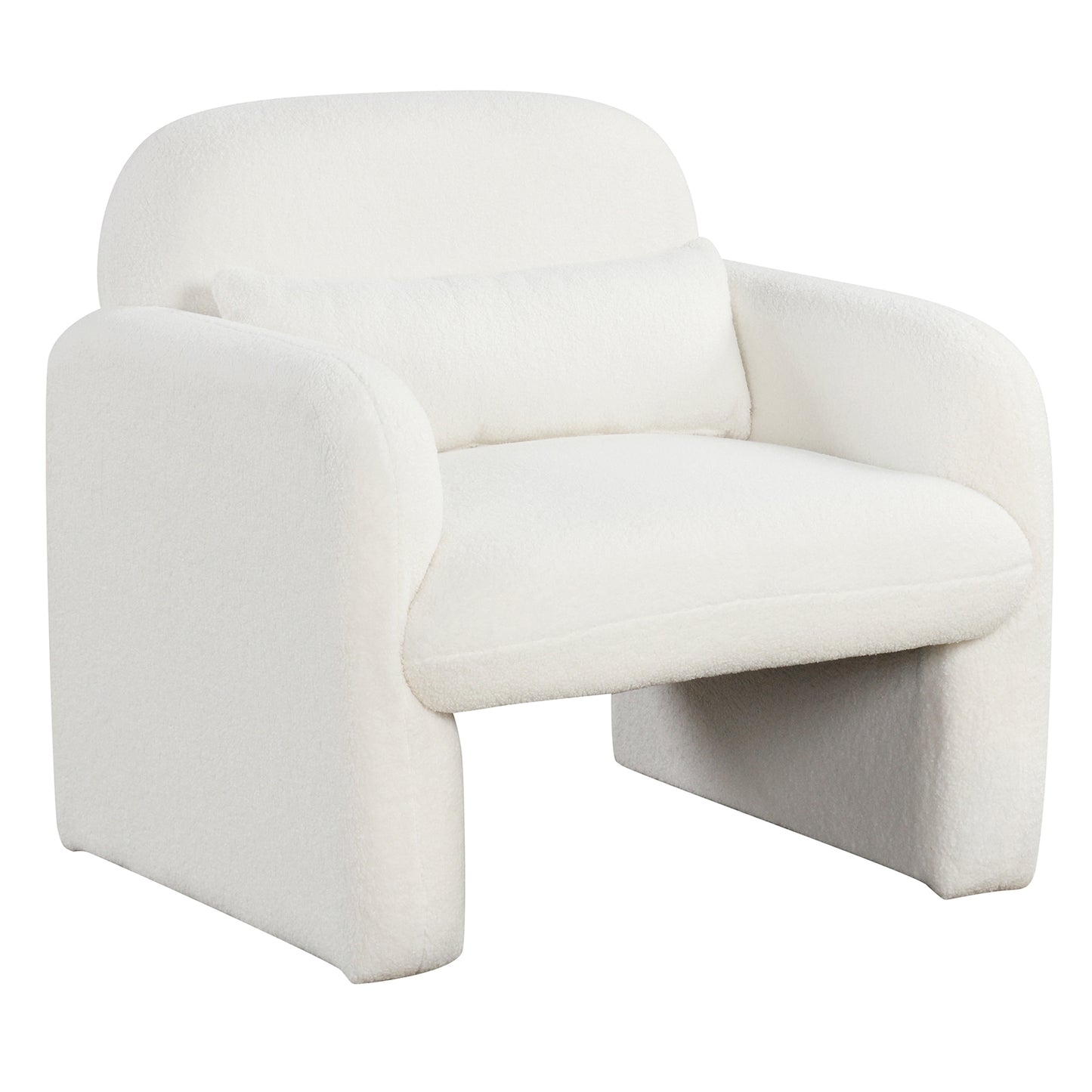 Cozy Boucle Accent Chair with Supportive Pillow and Curved Armrests in Beige