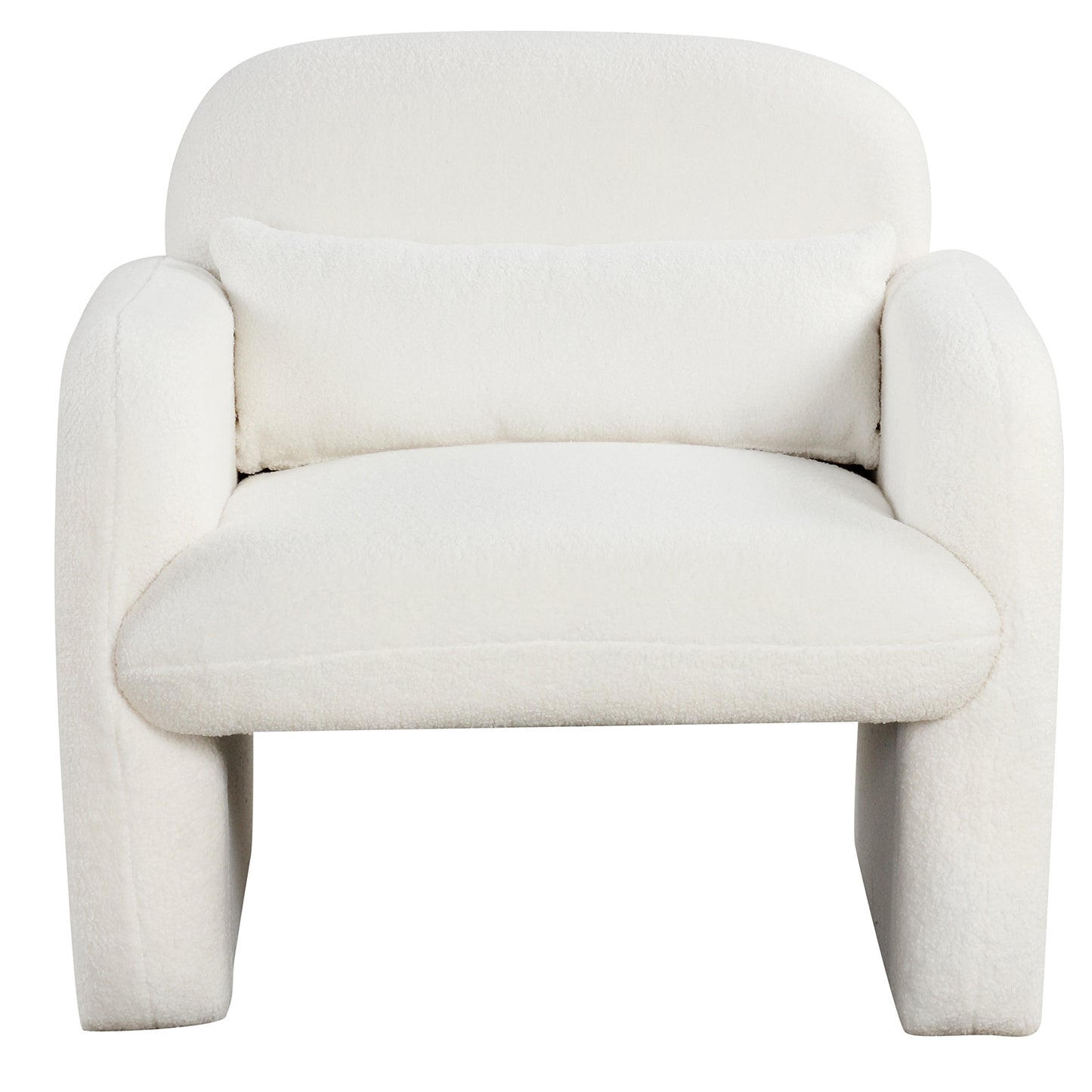 Cozy Boucle Accent Chair with Supportive Pillow and Curved Armrests in Beige