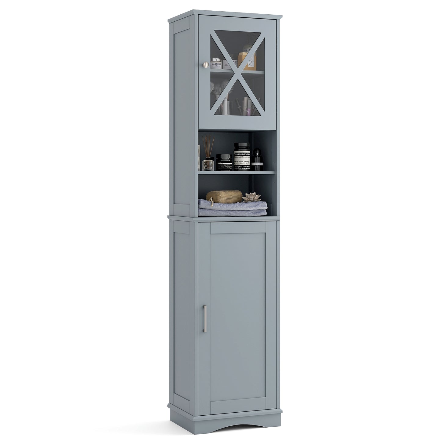 67" Tall Storage Cabinet with Adjustable Shelves and Acrylic Doors