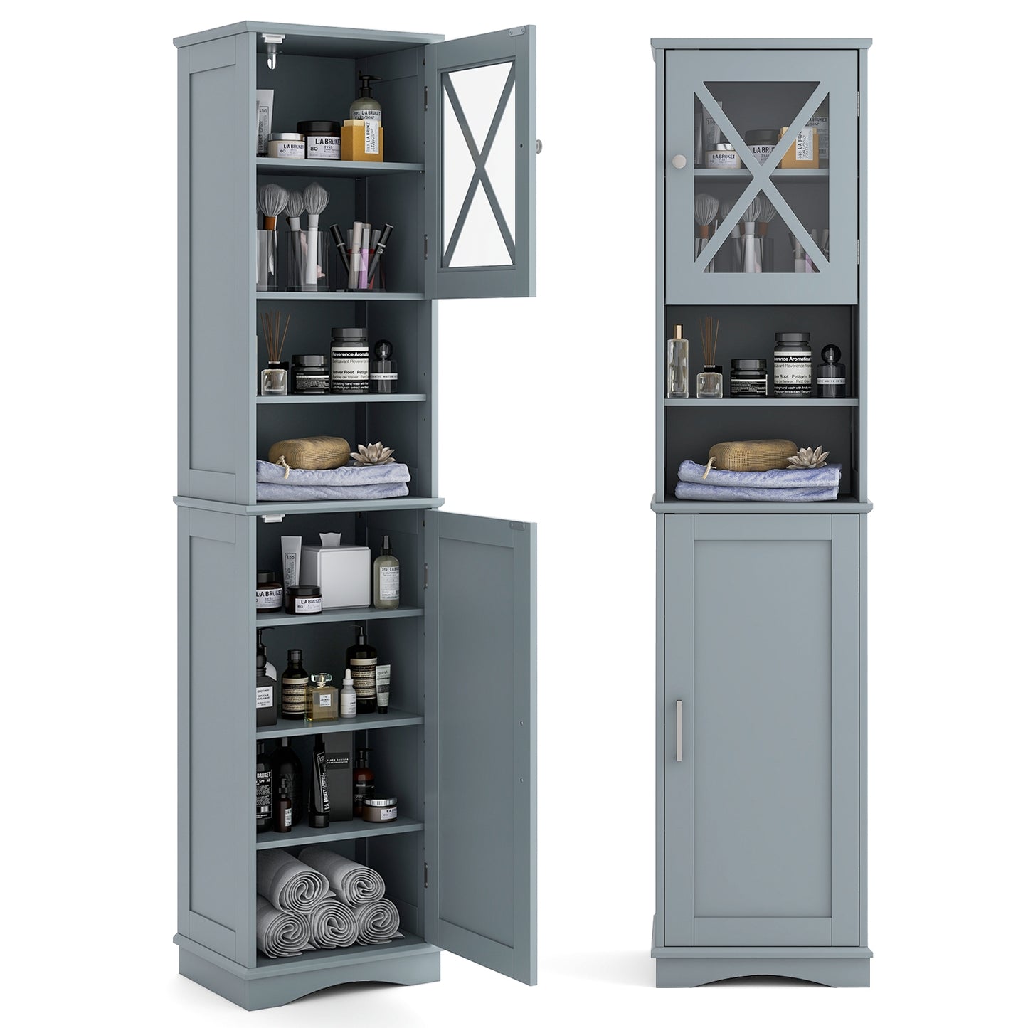 67" Tall Storage Cabinet with Adjustable Shelves and Acrylic Doors
