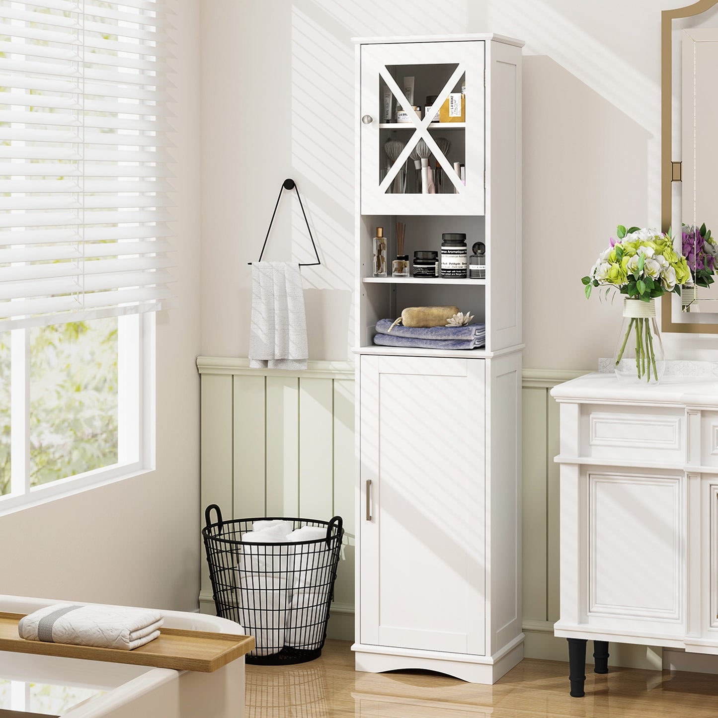 67" Tall Storage Cabinet with Adjustable Shelves and Acrylic Doors