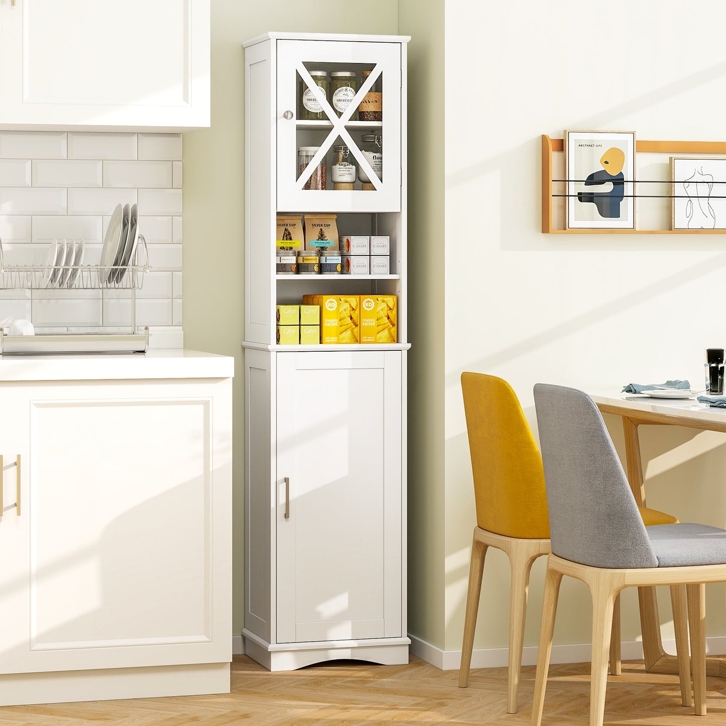 67" Tall Storage Cabinet with Adjustable Shelves and Acrylic Doors