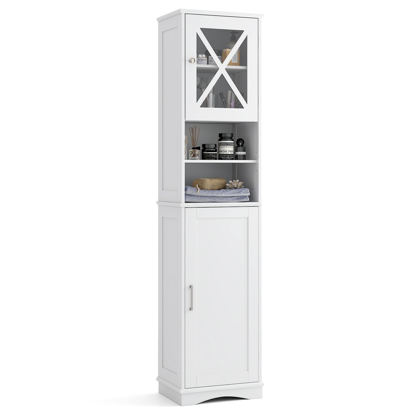 67" Tall Storage Cabinet with Adjustable Shelves and Acrylic Doors