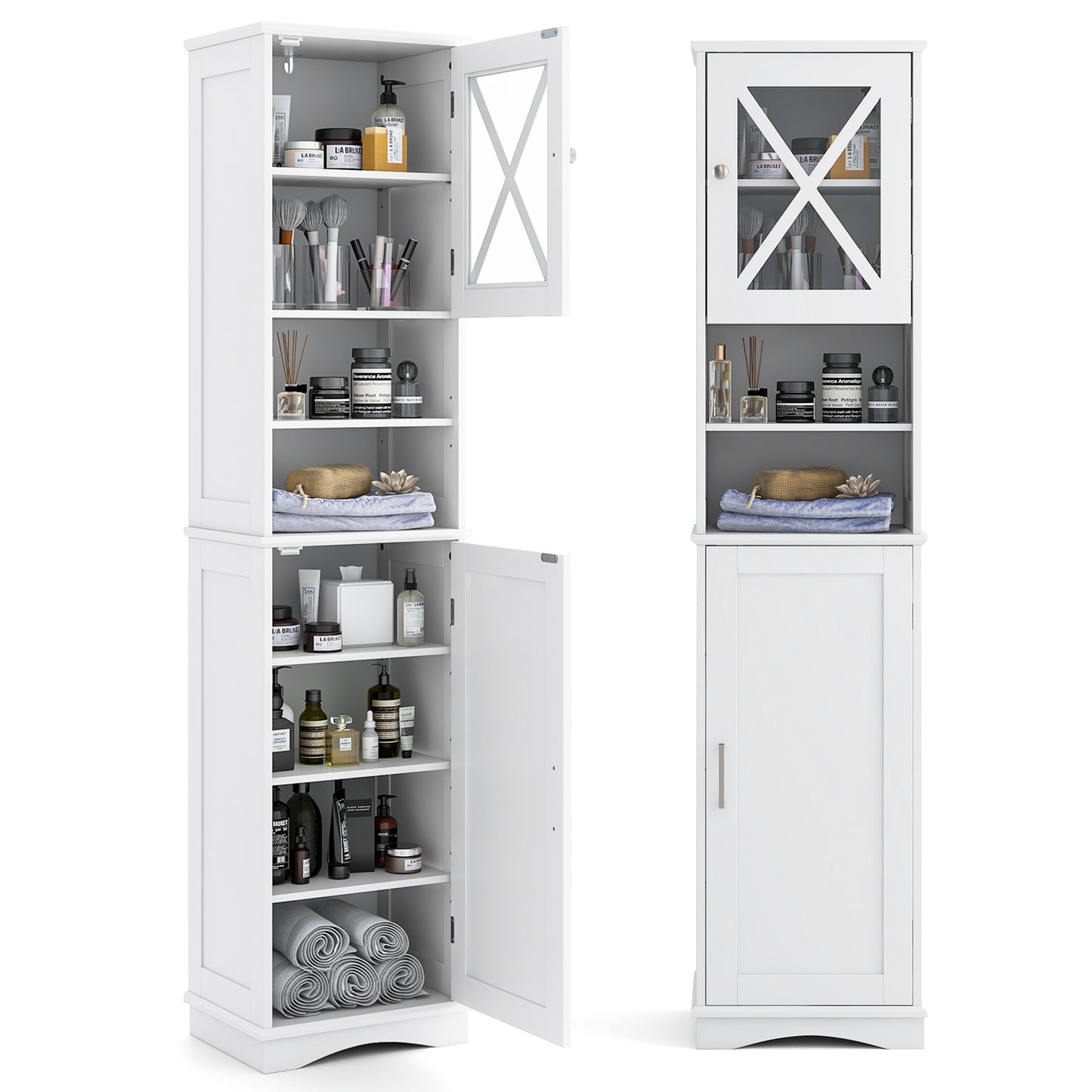 67" Tall Storage Cabinet with Adjustable Shelves and Acrylic Doors