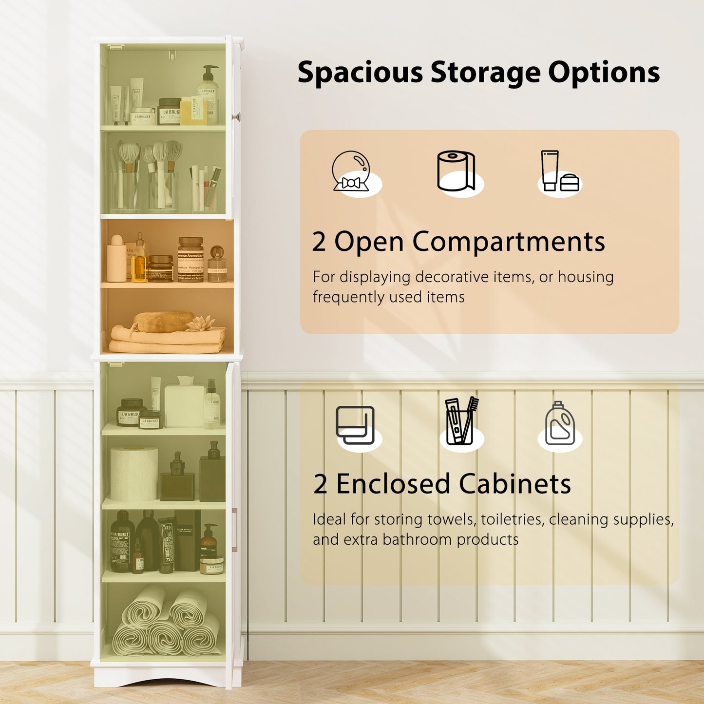 67" Tall Storage Cabinet with Adjustable Shelves and Acrylic Doors