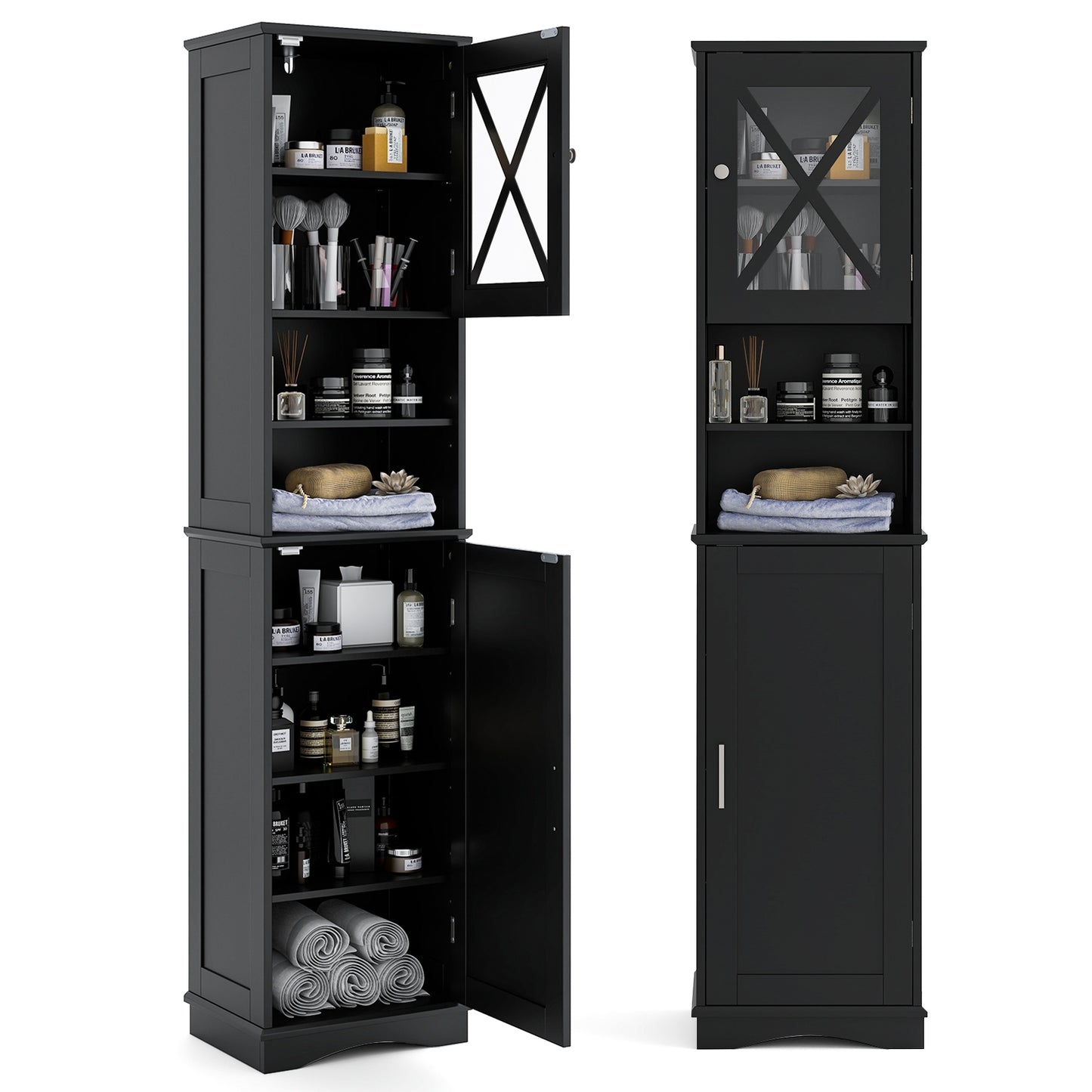 67" Tall Storage Cabinet with Adjustable Shelves and Acrylic Doors