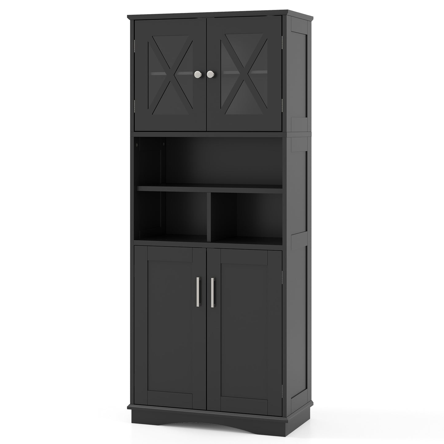 57 Inch Tall Storage Cabinet with Acrylic Doors, Adjustable Shelves, and Cabinets