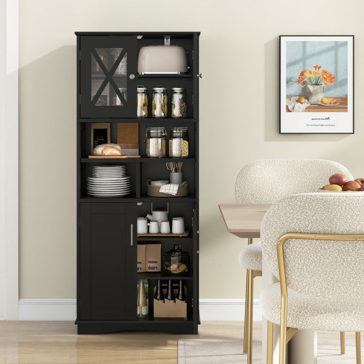57 Inch Tall Storage Cabinet with Acrylic Doors, Adjustable Shelves, and Cabinets