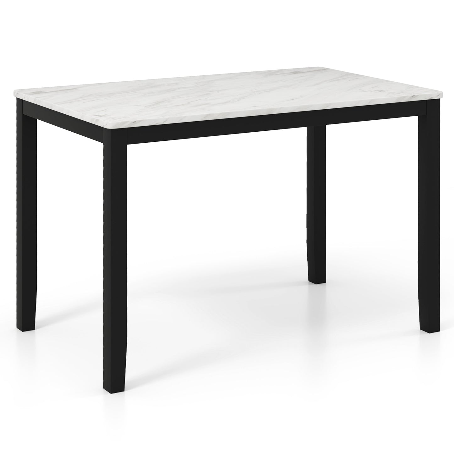 Mid Century Modern 45 Inch Rectangular Dining Table with Faux Marble Top Seats 4