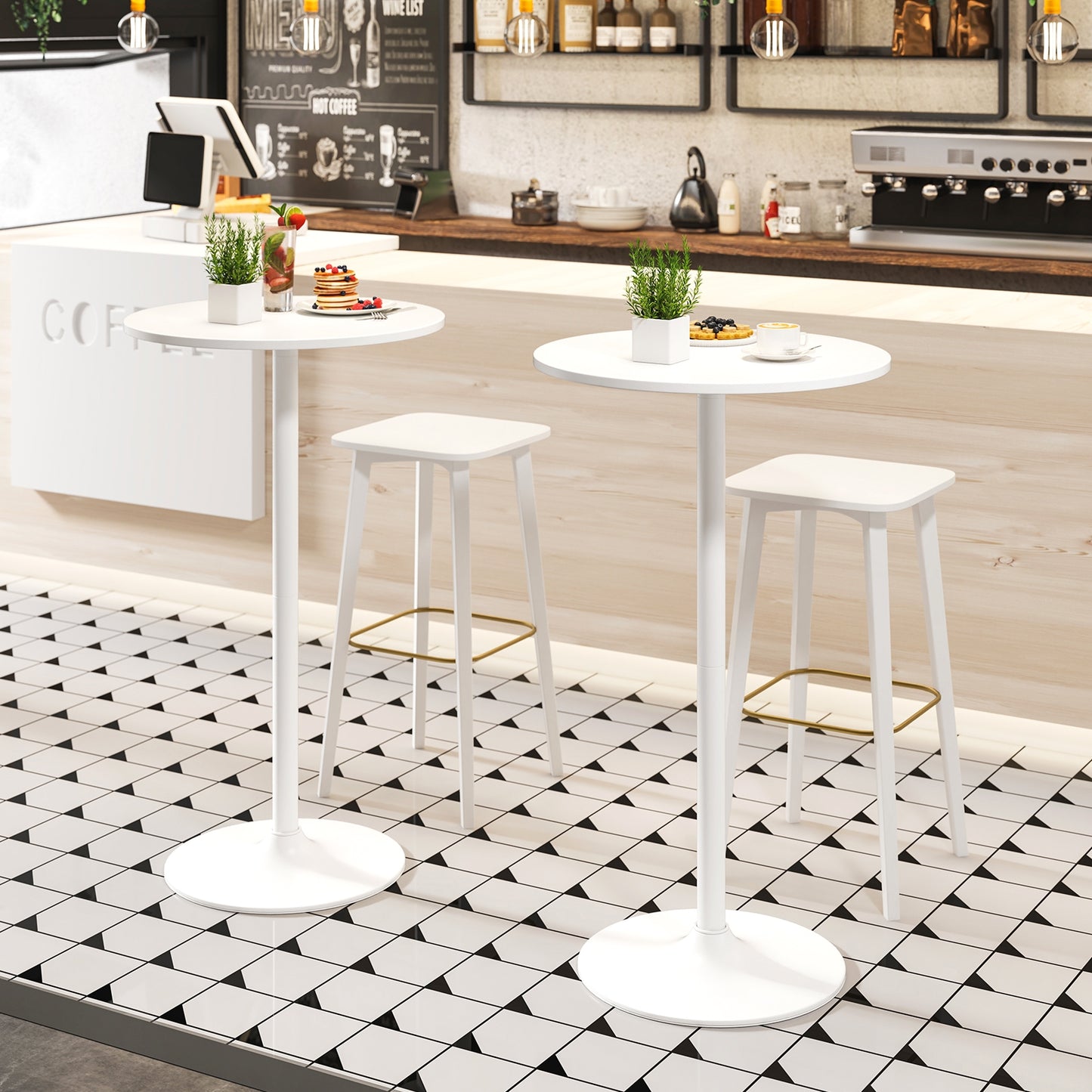 Round 40 Inch Bar Height Bistro Table Tall Coffee and Cocktail Table