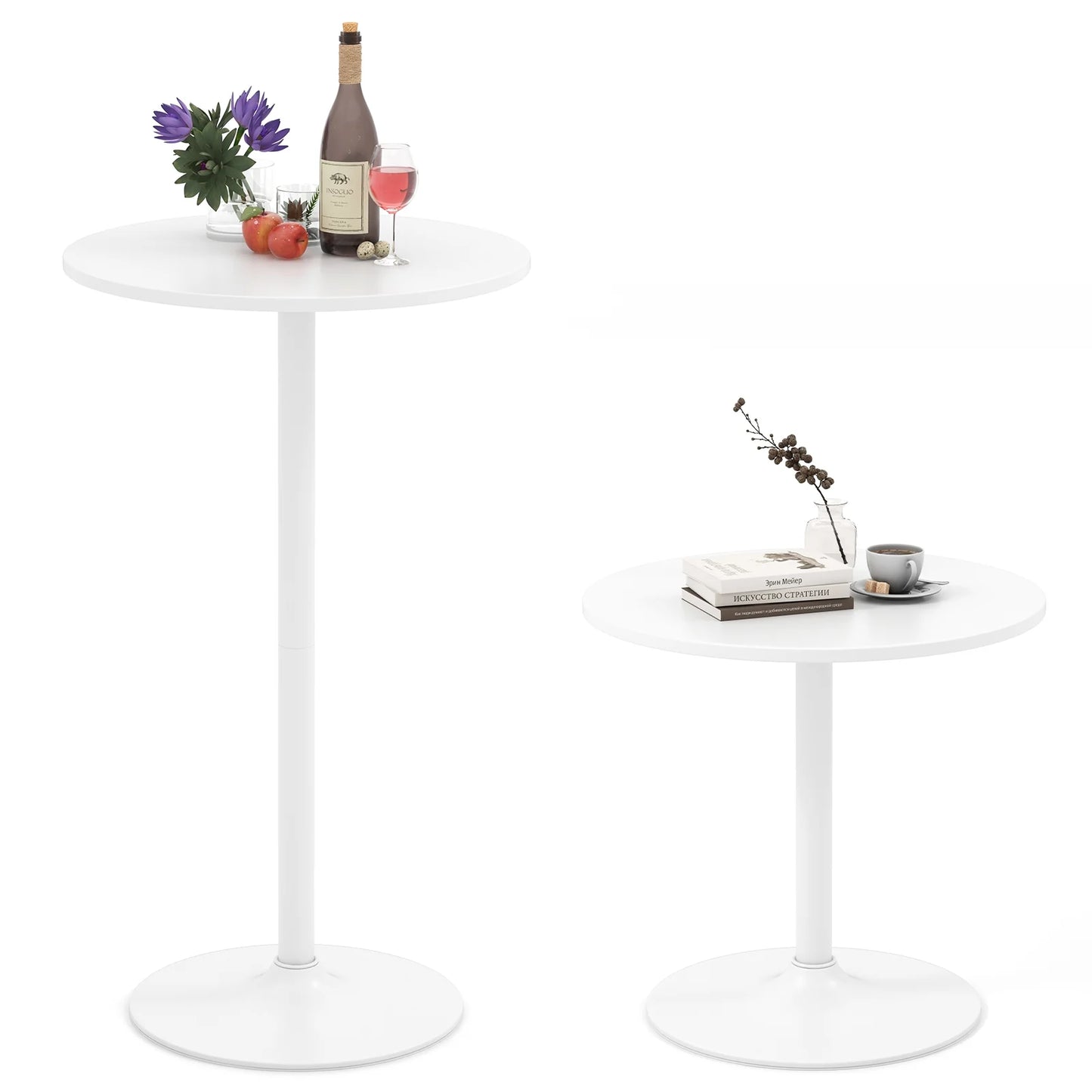 Round 40 Inch Bar Height Bistro Table Tall Coffee and Cocktail Table
