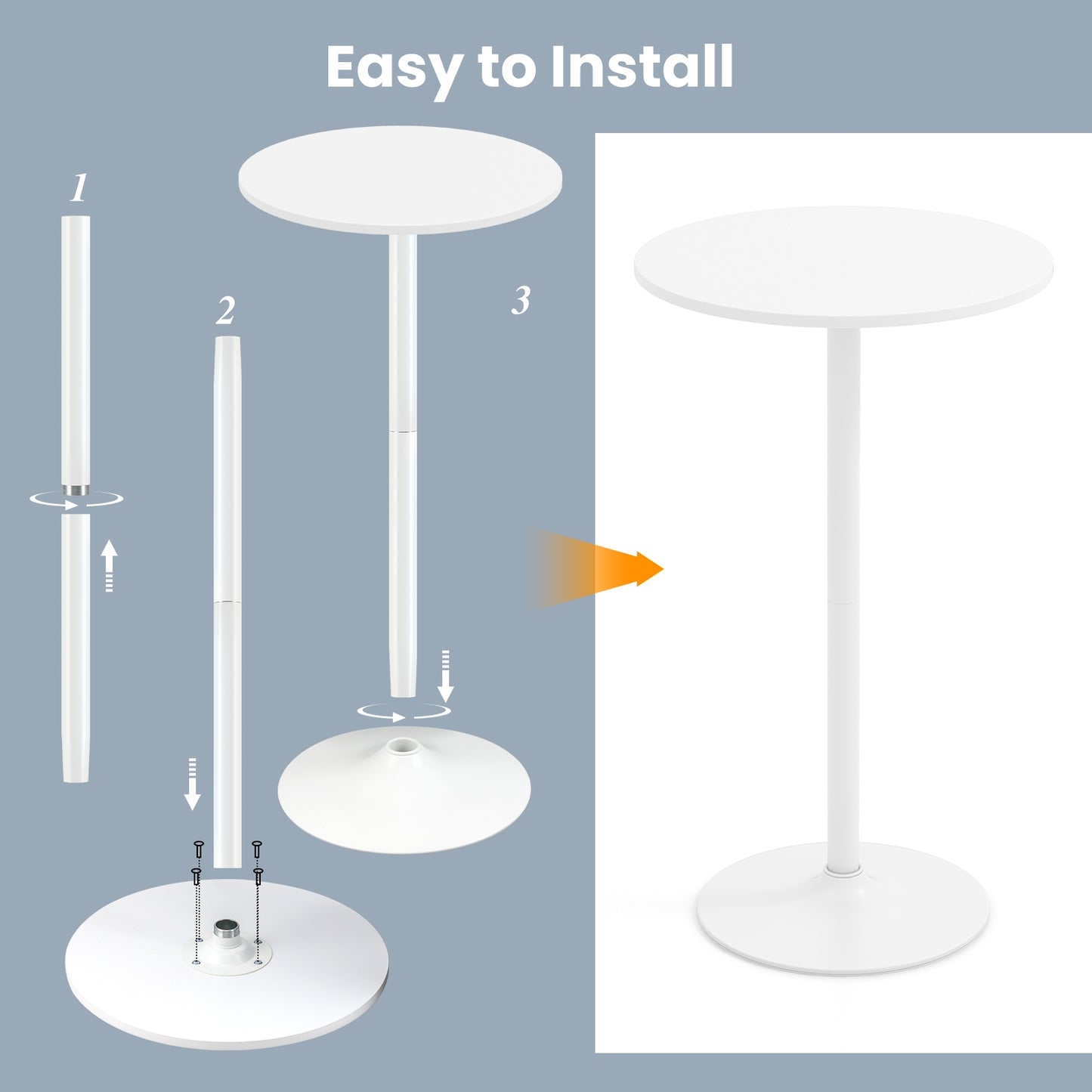Round 40 Inch Bar Height Bistro Table Tall Coffee and Cocktail Table