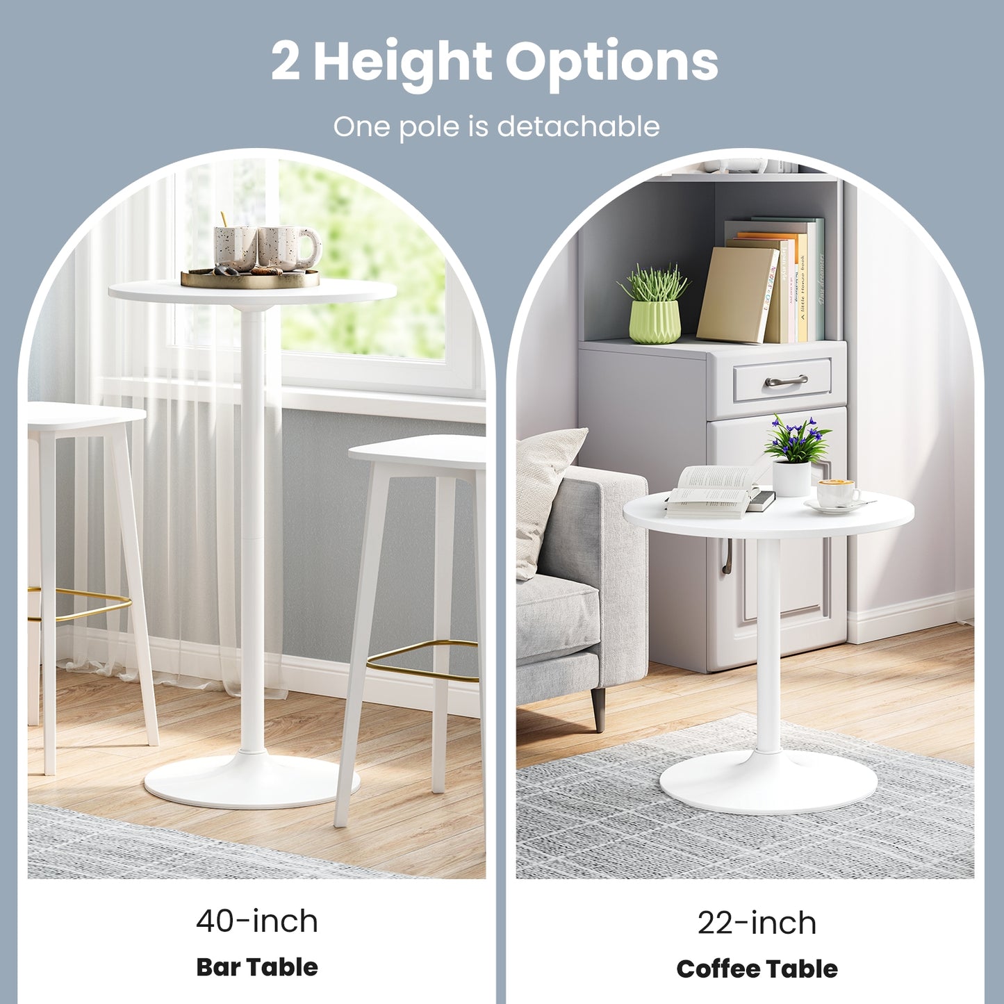 Round 40 Inch Bar Height Bistro Table Tall Coffee and Cocktail Table