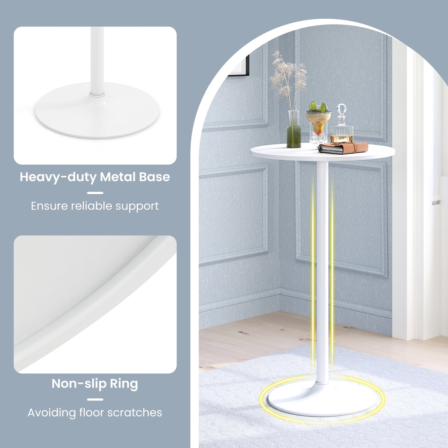 Round 40 Inch Bar Height Bistro Table Tall Coffee and Cocktail Table