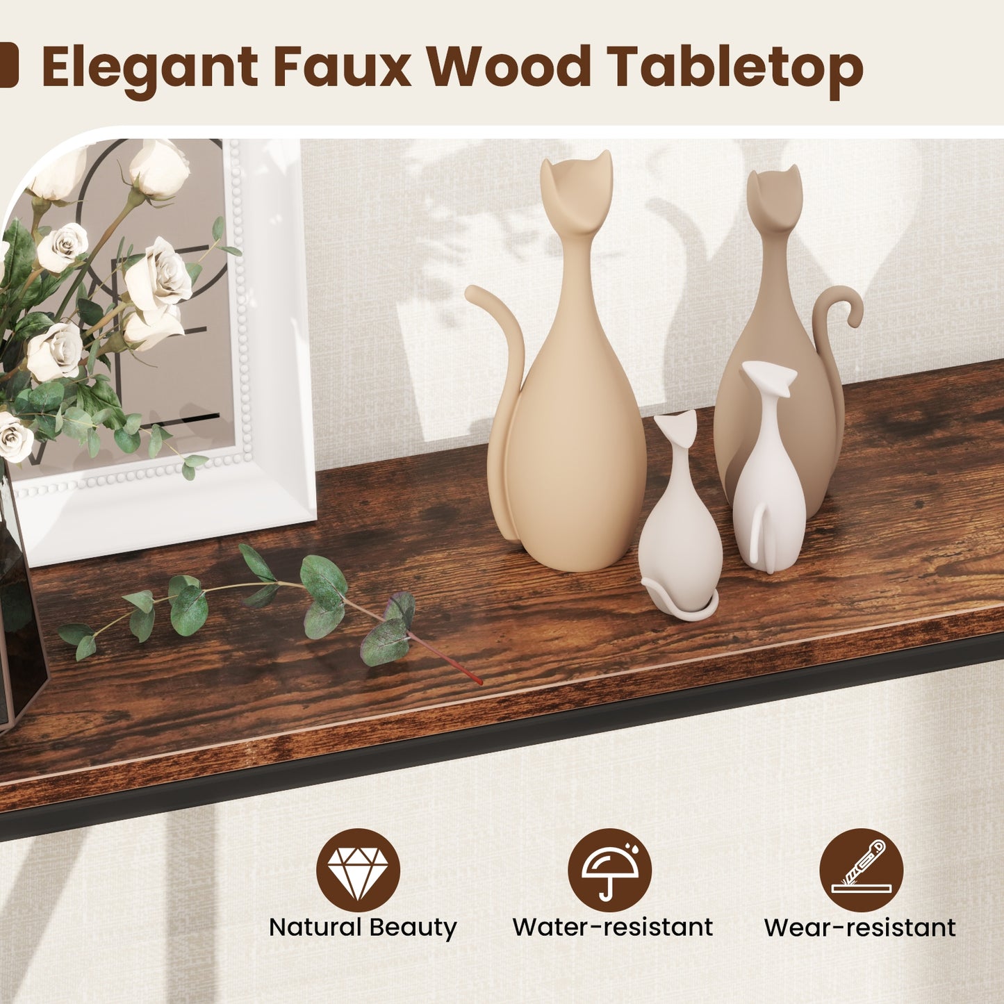 Slim 2-Tier Console Table with Storage Shelf for Entryway or Hallway