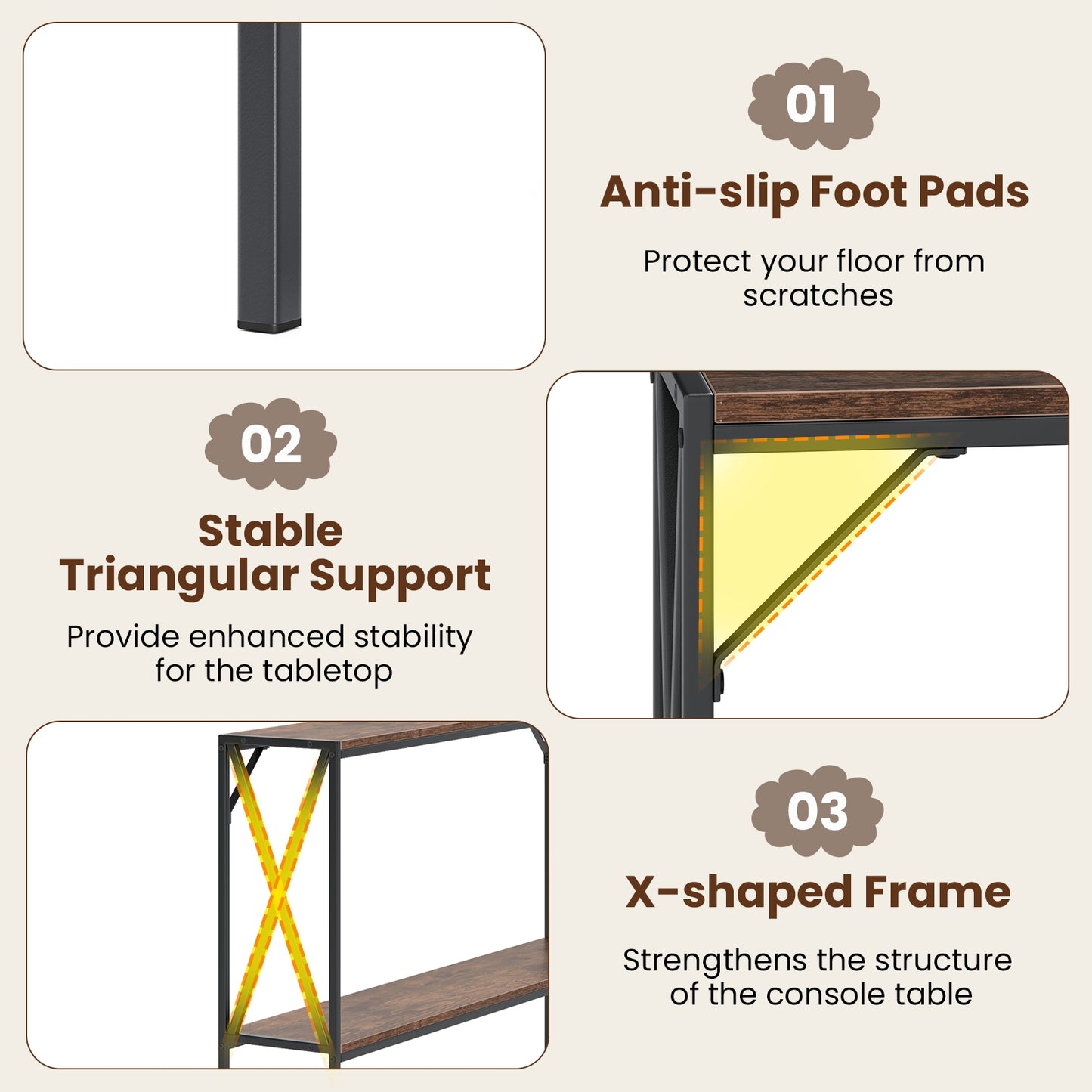 Slim 2-Tier Console Table with Storage Shelf for Entryway or Hallway