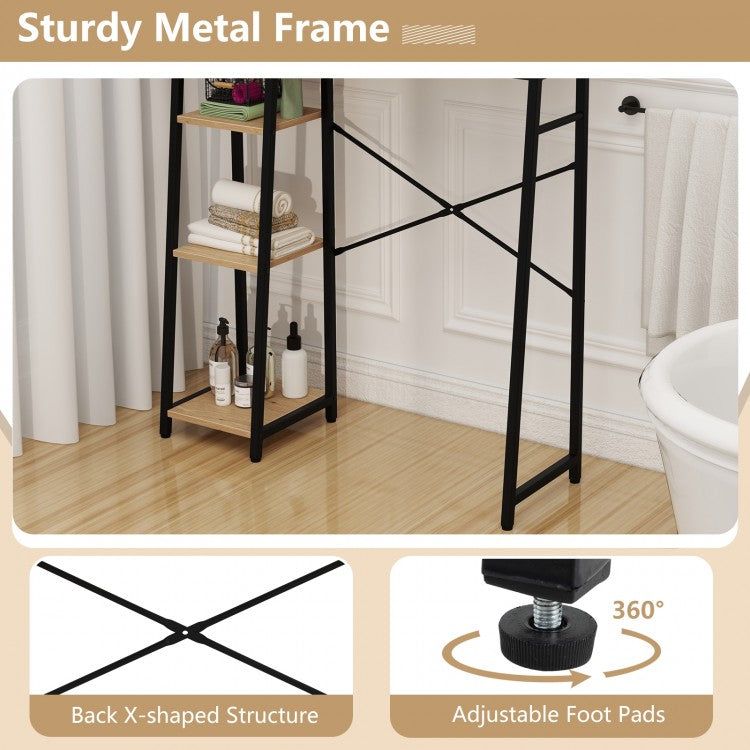 Elegant Over-The-Toilet Storage Cabinet with PE Rattan Door and Versatile Shelving