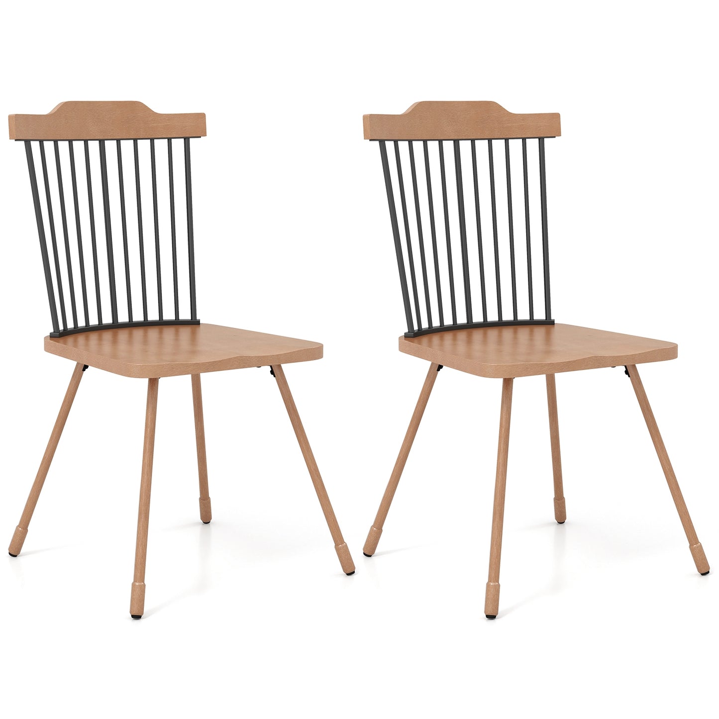 Spindle Back Dining Chairs with Ergonomic Contoured Seat for Comfort Set of 2