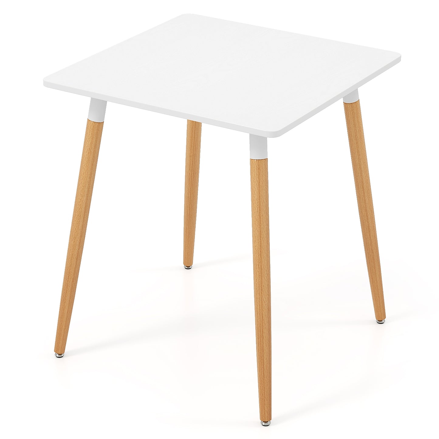 Modern Square Dining Table with Faux Wood Top and Metal Base for Small Spaces