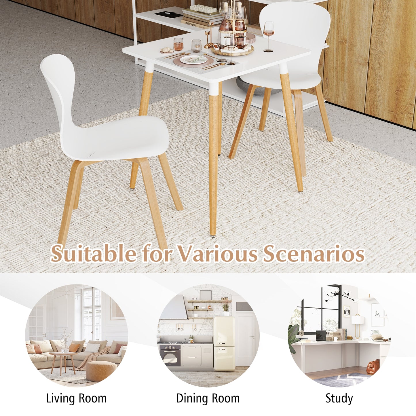 Modern Square Dining Table with Faux Wood Top and Metal Base for Small Spaces