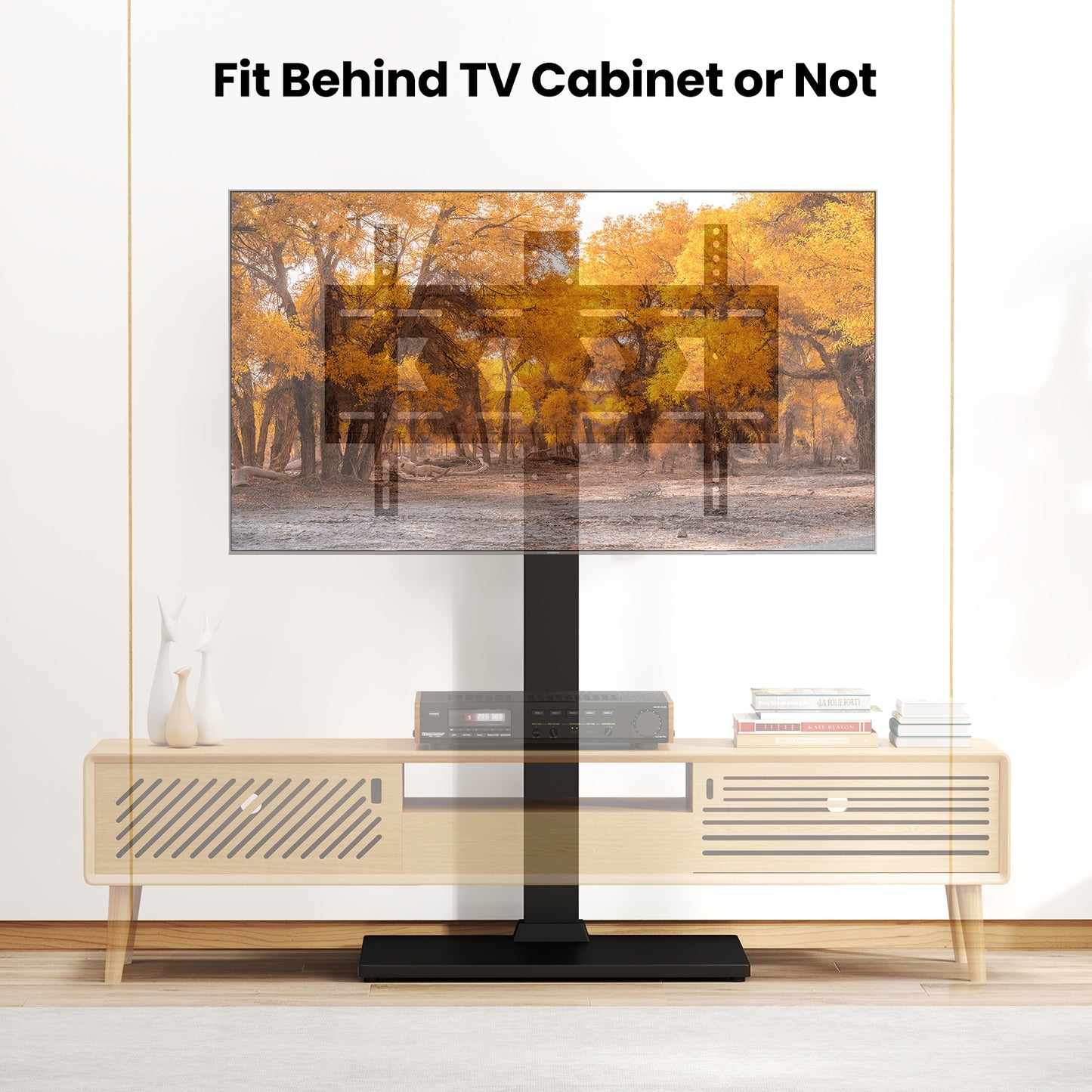 Modern Height Adjustable Floor TV Stand with Swivel Mount and AV Shelf for 32 to 70 Inch Screens