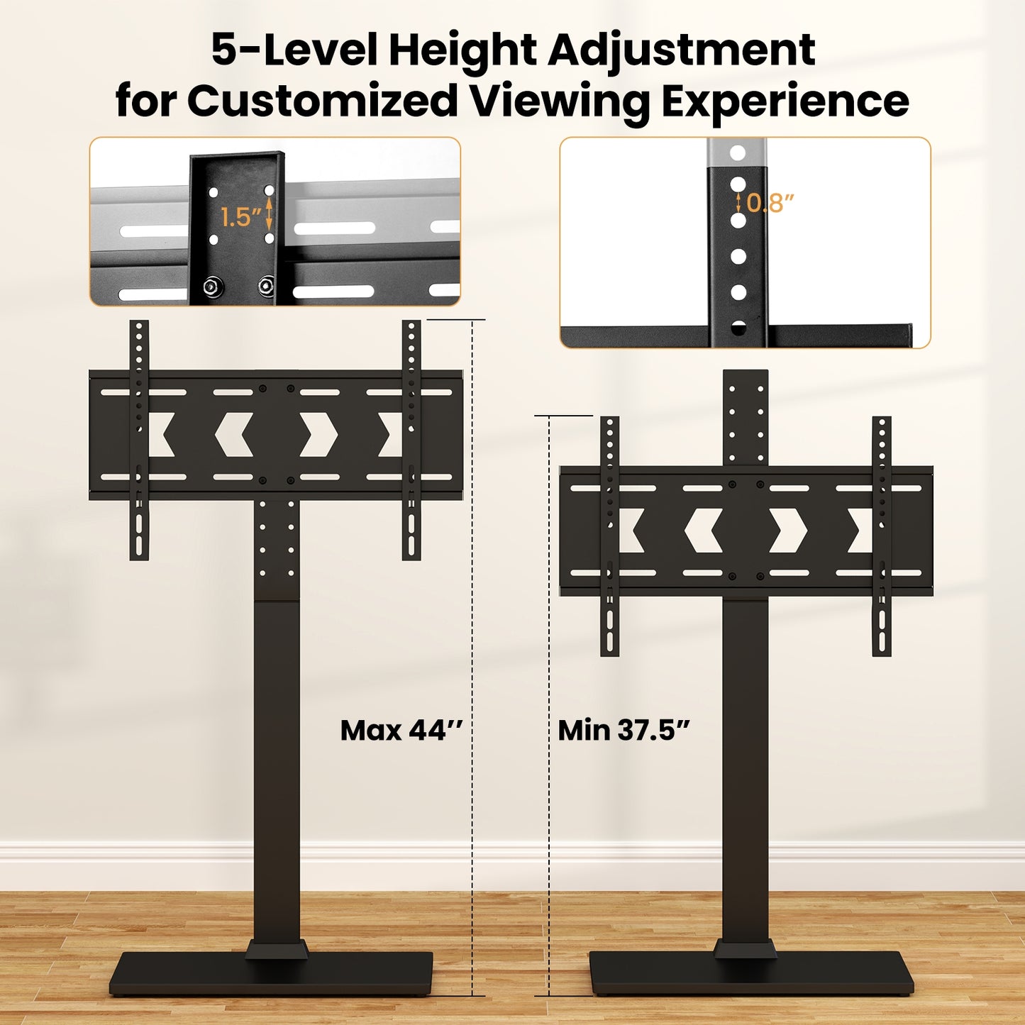 Modern Height Adjustable Floor TV Stand with Swivel Mount and AV Shelf for 32 to 70 Inch Screens