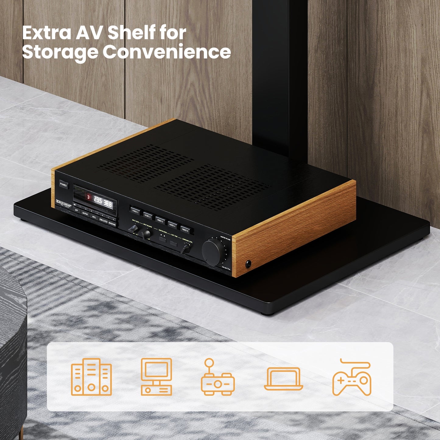 Modern Height Adjustable Floor TV Stand with Swivel Mount and AV Shelf for 32 to 70 Inch Screens