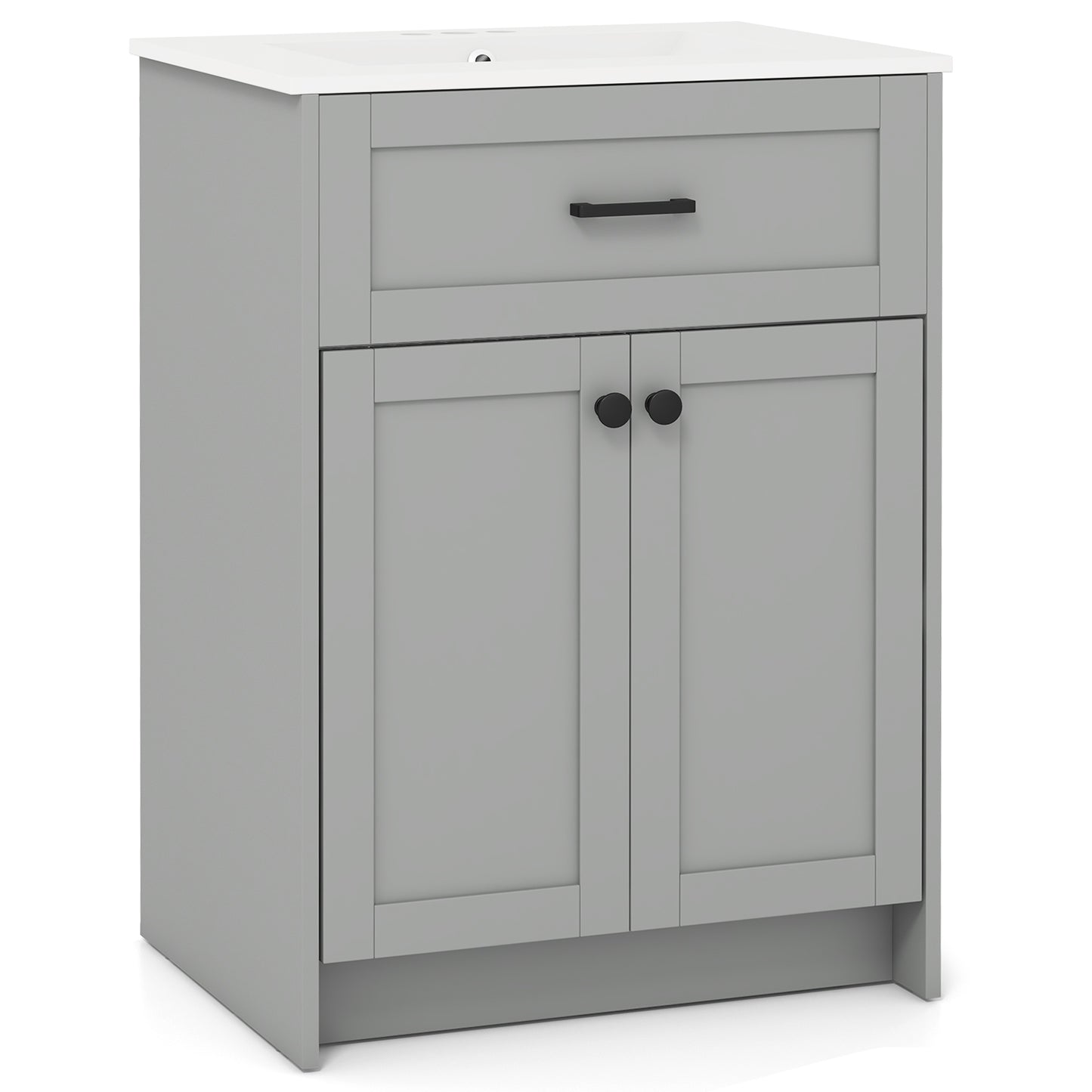Bathroom Vanity Unit with Ceramic Sink & Large Storage Cabinet