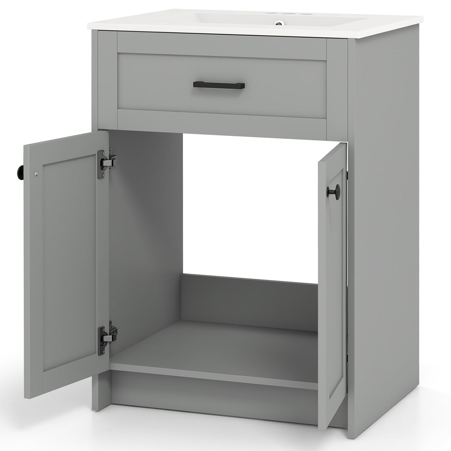 Bathroom Vanity Unit with Ceramic Sink & Large Storage Cabinet