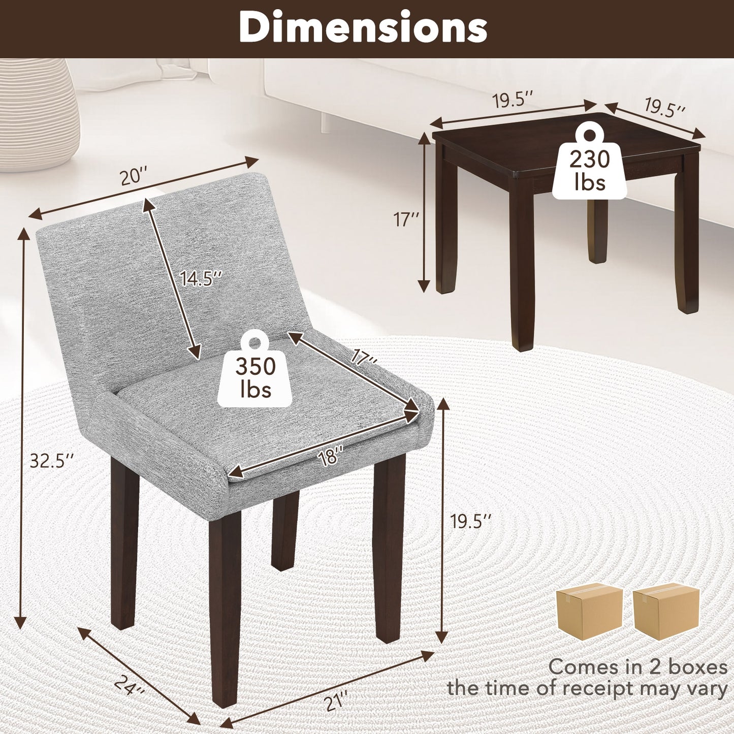 3 Piece Accent Chair and Table Set with Upholstered Seats and Wooden Frame